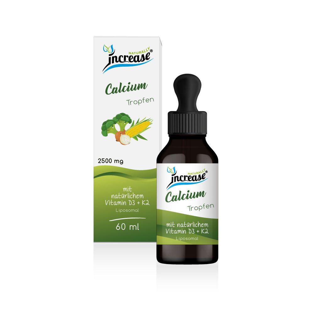 increase NATURALLY Liposomales Calcium mit Vitamin K2 und Vitamin D3 - 2500mg pro Tag Tropfen, 60 ml