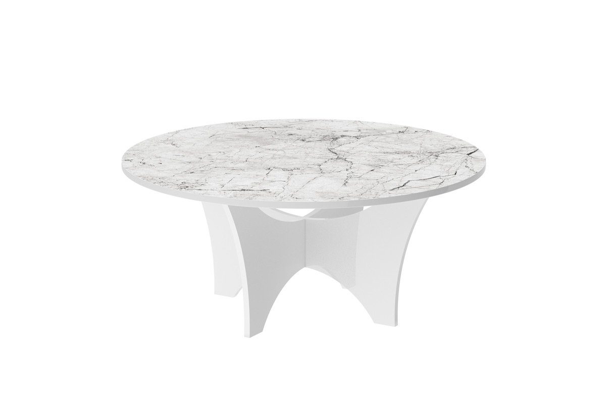x HRA-111 Weiß 100 cm Rund Design Wohnzimmertisch designimpex - Tisch Hochglanz Hochglanz cm Marmoroptik Hochglanz 40 Couchtisch