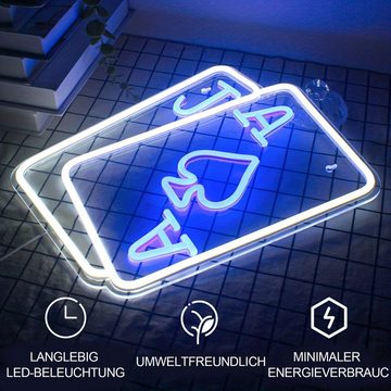 DTC GmbH LED Nachtlicht Leuchtfiguren Halloween LED Neon Schild Kartenspielen Dekolicht, Transparenter Acrylrückwand, Batterie Acryl,Wandleuchte, Gaming Room Dekor,LED Fest integriert