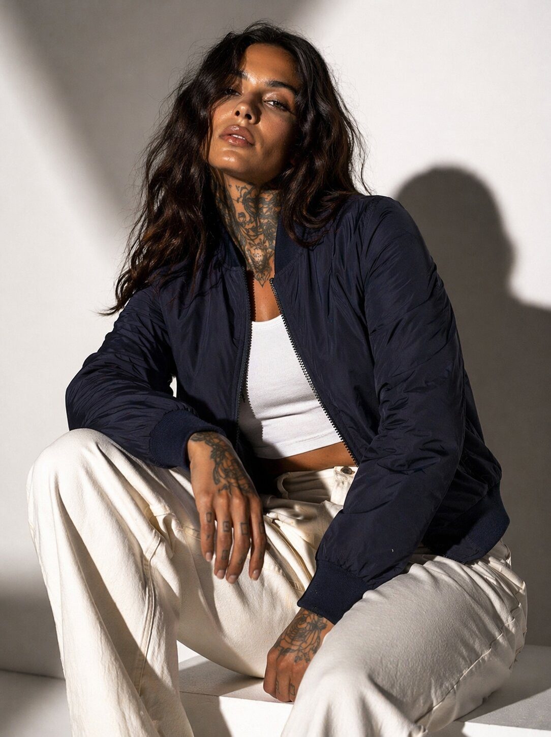 urbandreamz Bomberjacke Damen leichte Bomberjacke Jacke Sommer Frühling Übergangsjacke Seitentaschen, wasserabweisend, waffelartige seitliche Einsätze