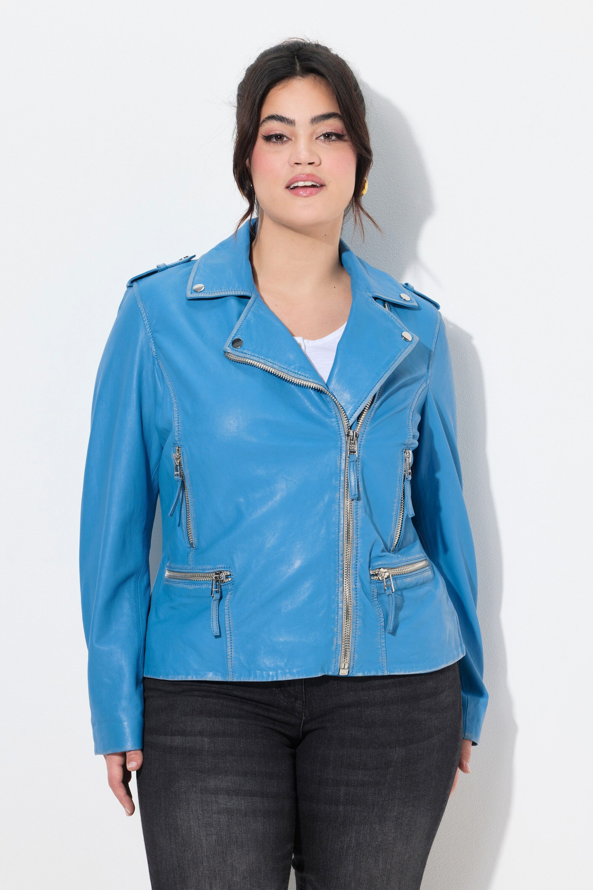 Lederjacke Leder-Bikerjacke echtes Leder Farbe Langarm
