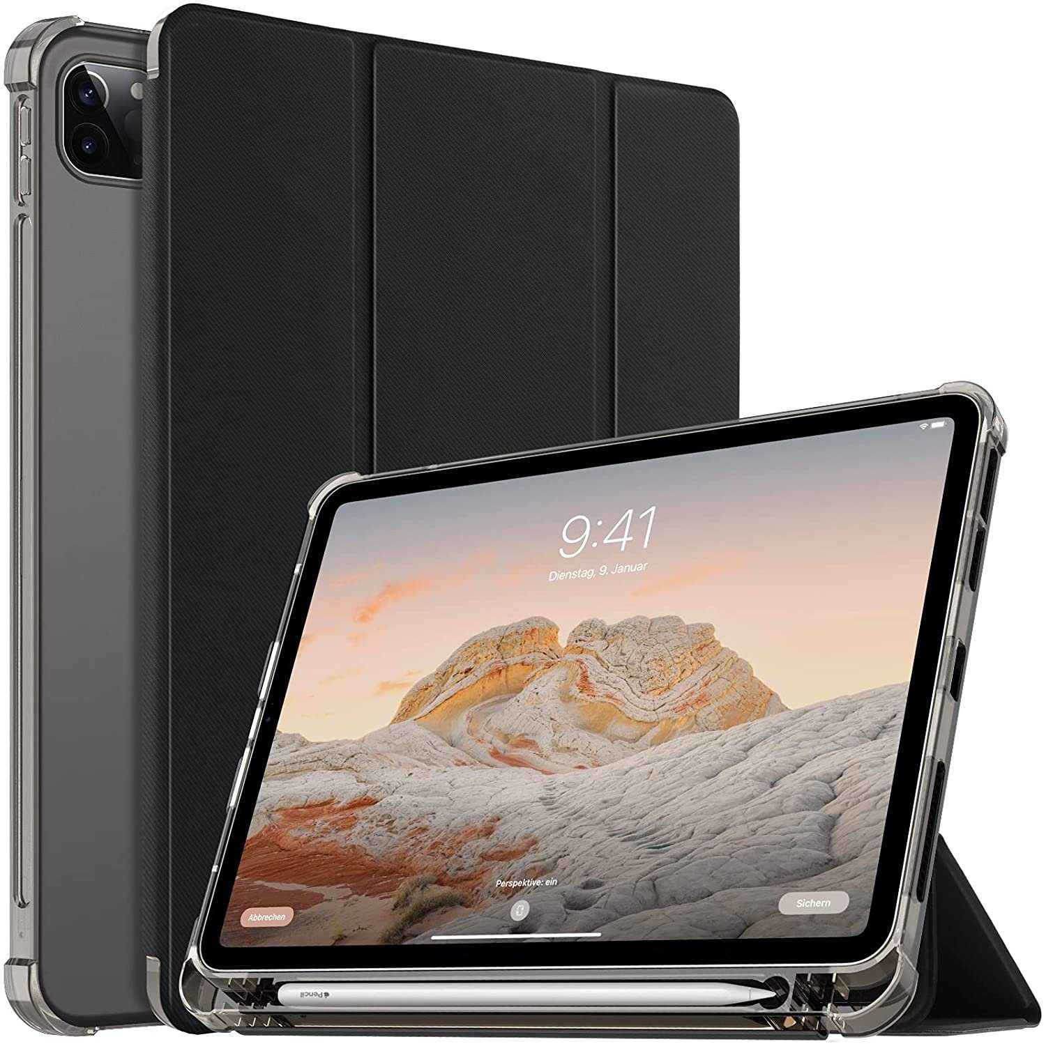 IVSO Tablet-Hülle »Hülle Kompatibel mit iPad Pro 11 Zoll 2021/2020 (3./2.  Generation), mit Pencilhalter, Auto Schlaf/Wach, Schutzhülle und  Transluzent TPU Rückseite« 11 inch