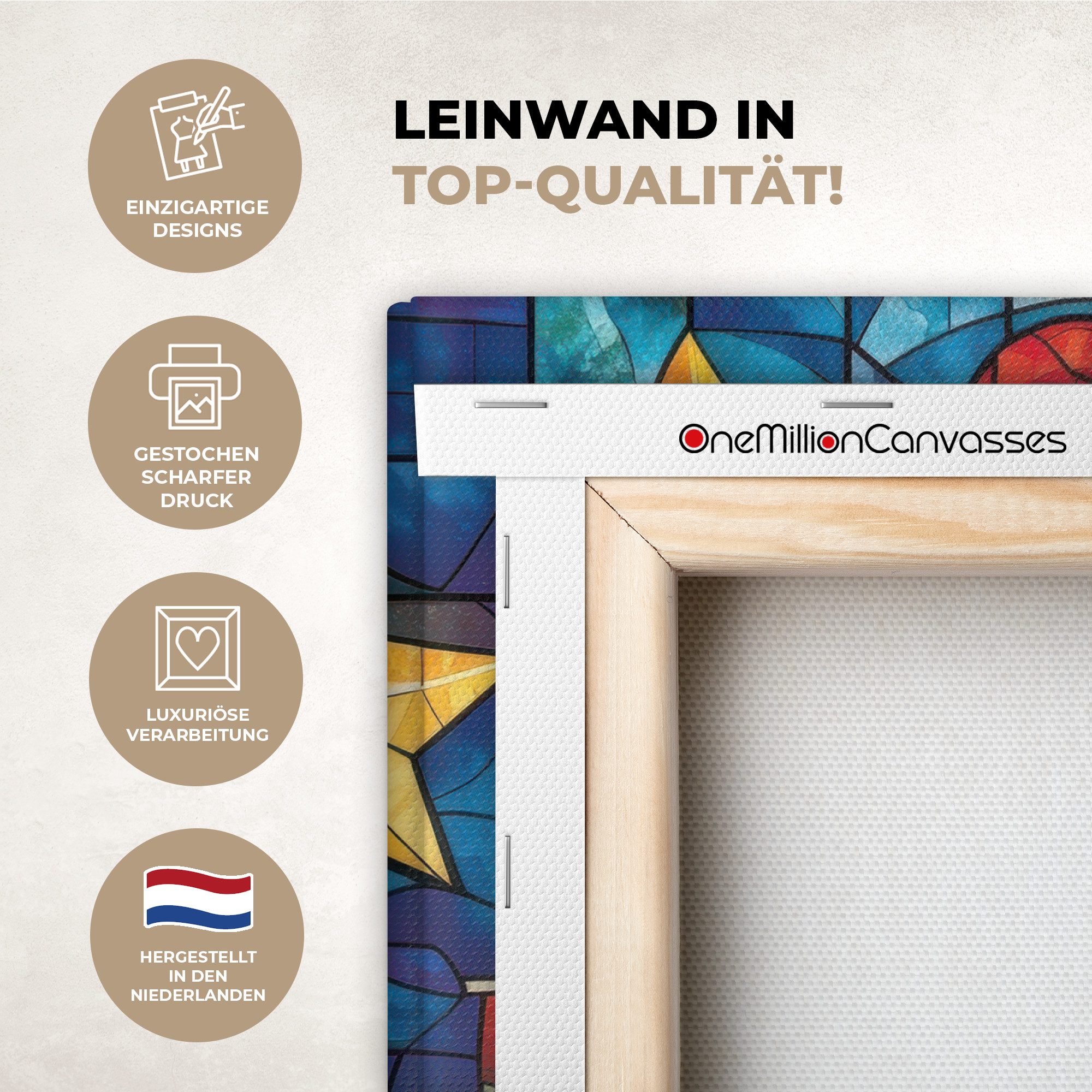 OneMillionCanvasses® Leinwandbild Weihnachtsmann - Glas - Farbenfroh, Fotodruck (1 St), Wandbild, Deko Schlafzimmer Wohnzimmer Flur 20x20 cm