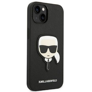 KARL LAGERFELD Handyhülle Case iPhone 14 Plus Figur Kunstleder schwarz