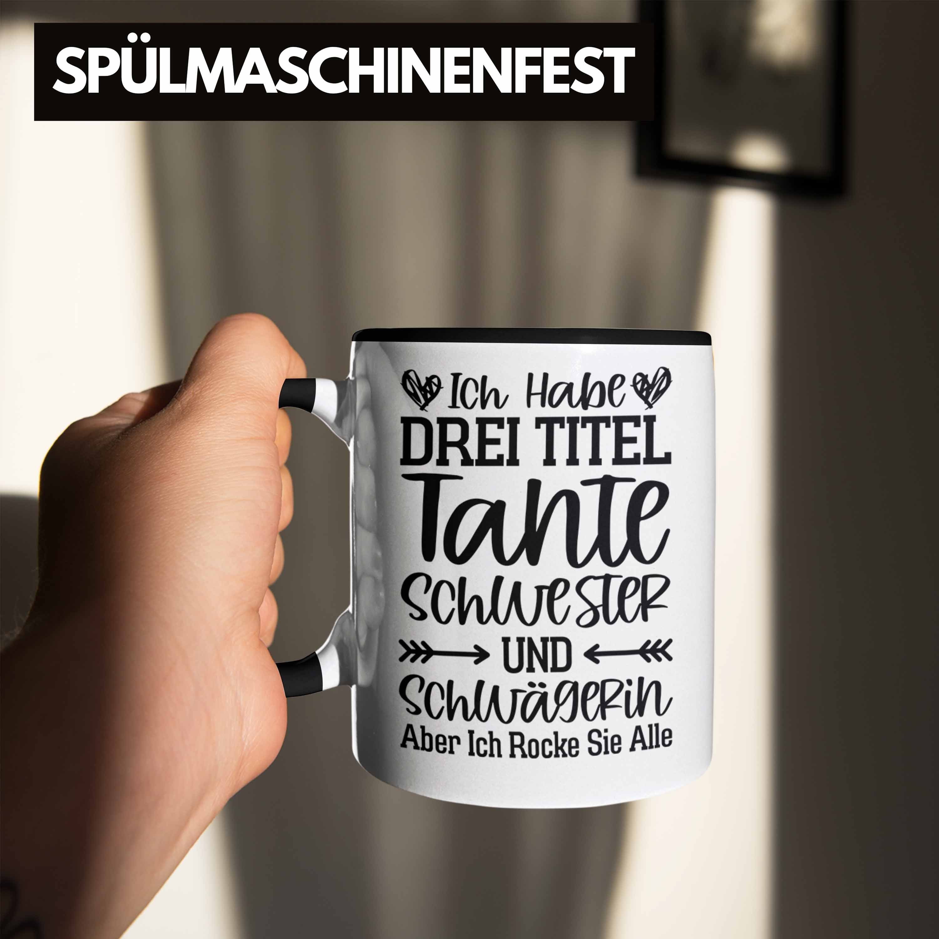 Trendation Tante Schwägerin - Schwarz mit Weihnachten Trendation Schwester Beste Tante Tasse Lieblings Tante Tasse Spruch für Geschenk