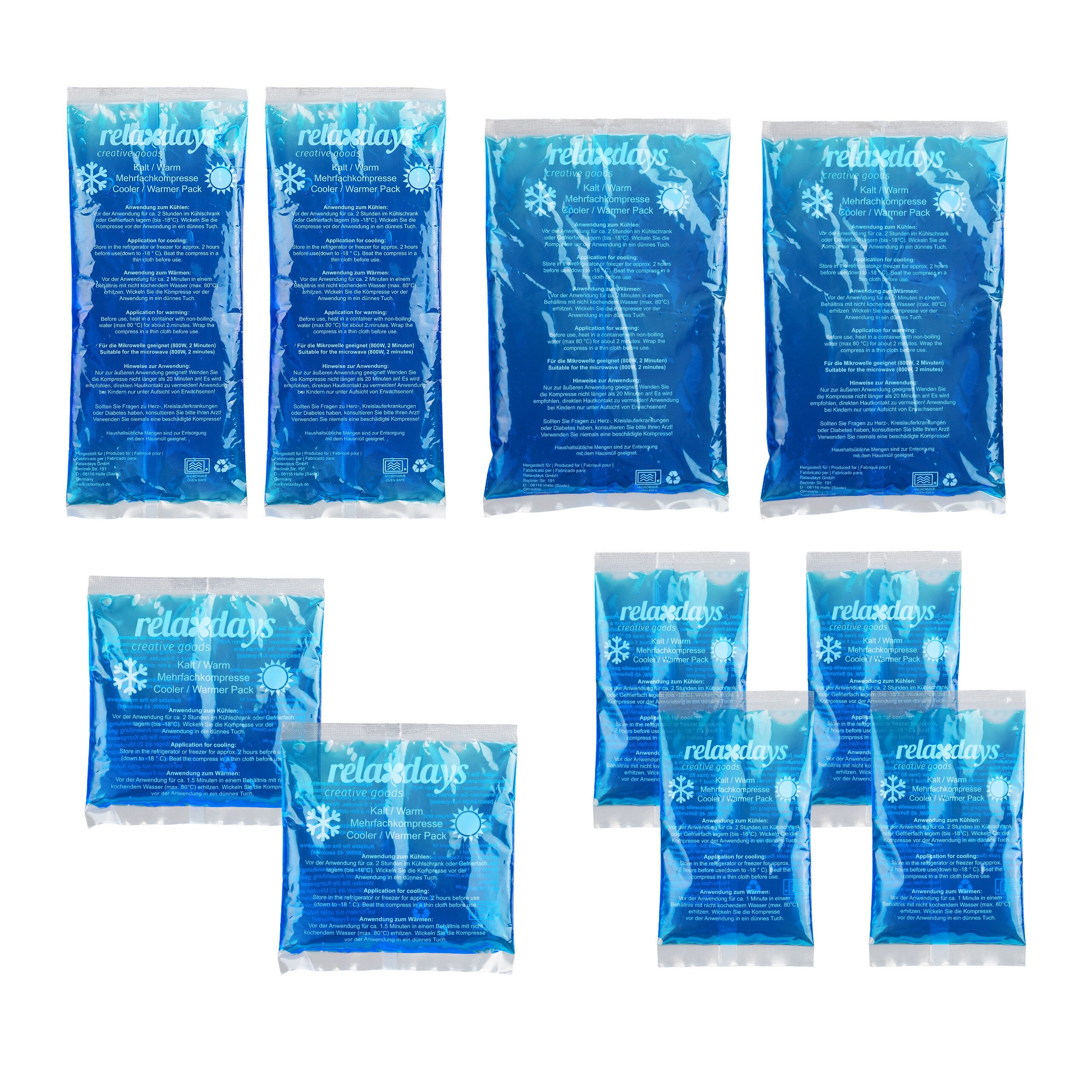 relaxdays Kalt-Warm-Kompresse Kühlpads Set, 10-tlg., 10er Set, 10er Pack