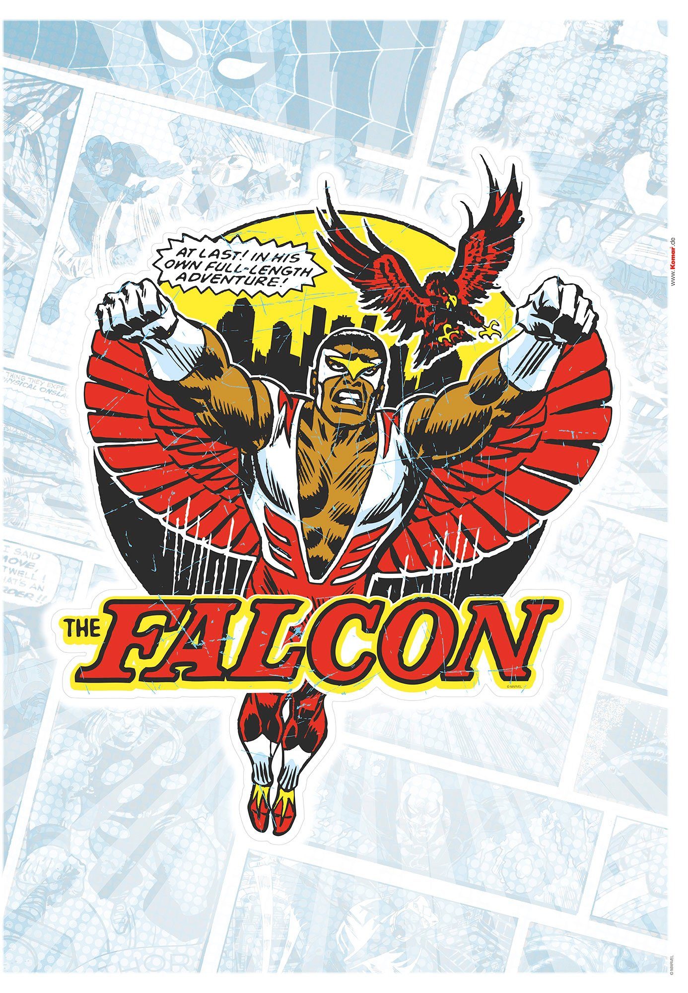 Komar Wandtattoo Falcon Comic Classic - Размер 50 x 70 cm (1 St), selbstklebend, Wandsticker, Kinderzimmer