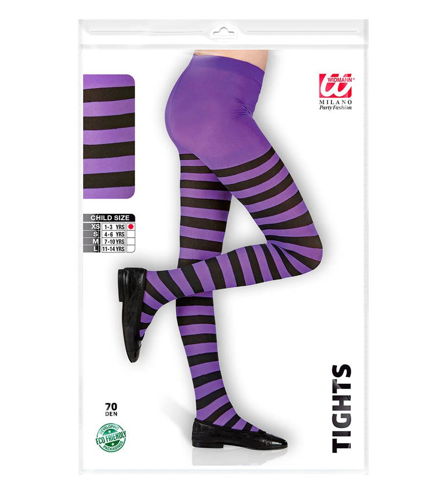 Widmann S.r.l. Kniestrümpfe Strumpfhose lila schwarz gestreift – Bild 2 von 3