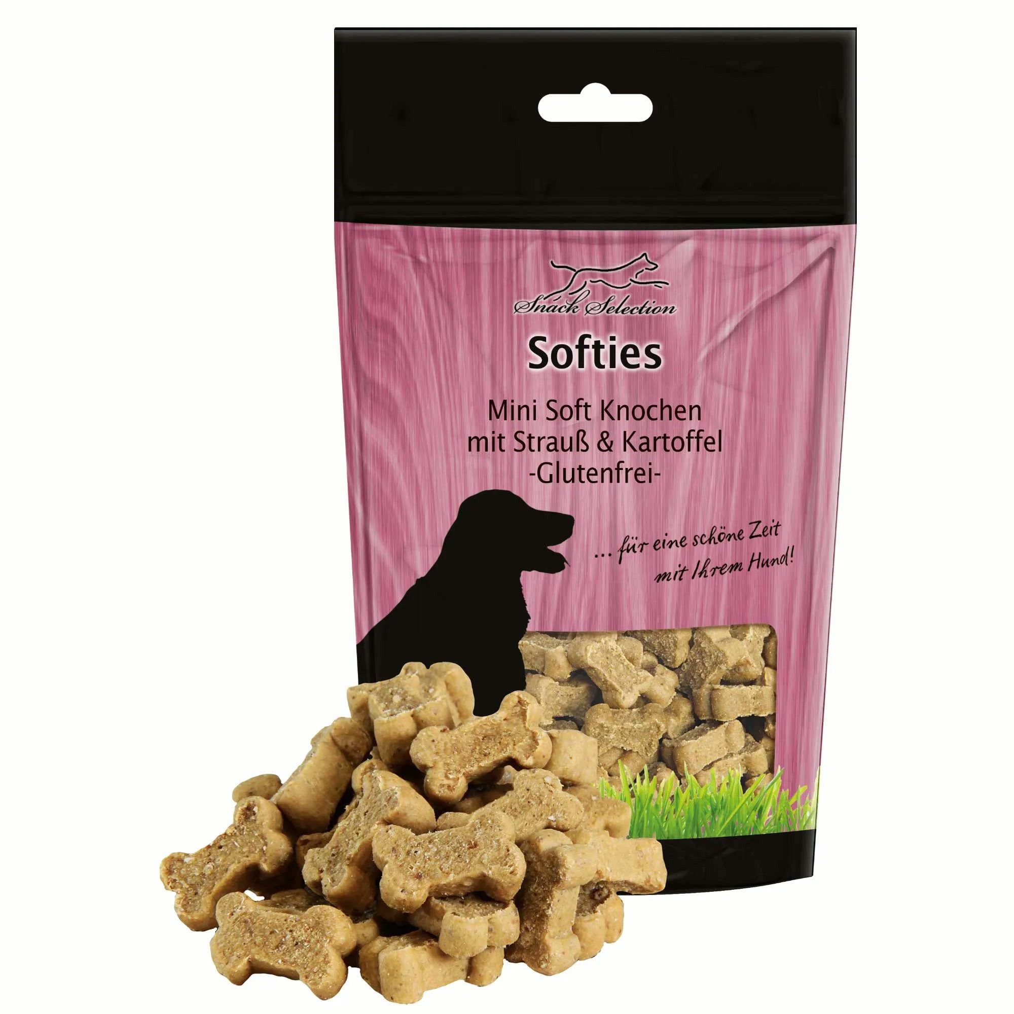 Greenhound Mini Soft Knochen mit Strauß & Kartoffel 200g, Hundesnack, Snack für: Hunde, hyppoallergen