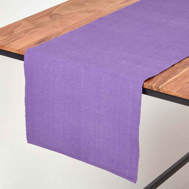 Homescapes Tischläufer Tischläufer aus 100% Baumwolle, lila