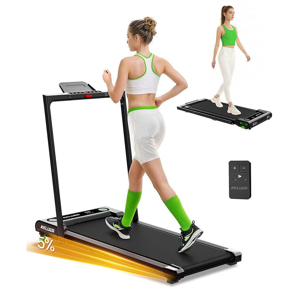 Akluer Laufband mit klappbarem Griff, LED-Bildschirm und Fernbedienung, 1 bis 12 km/h, 150 kg Tragkraft, rutschfestes Band, 2.5HP