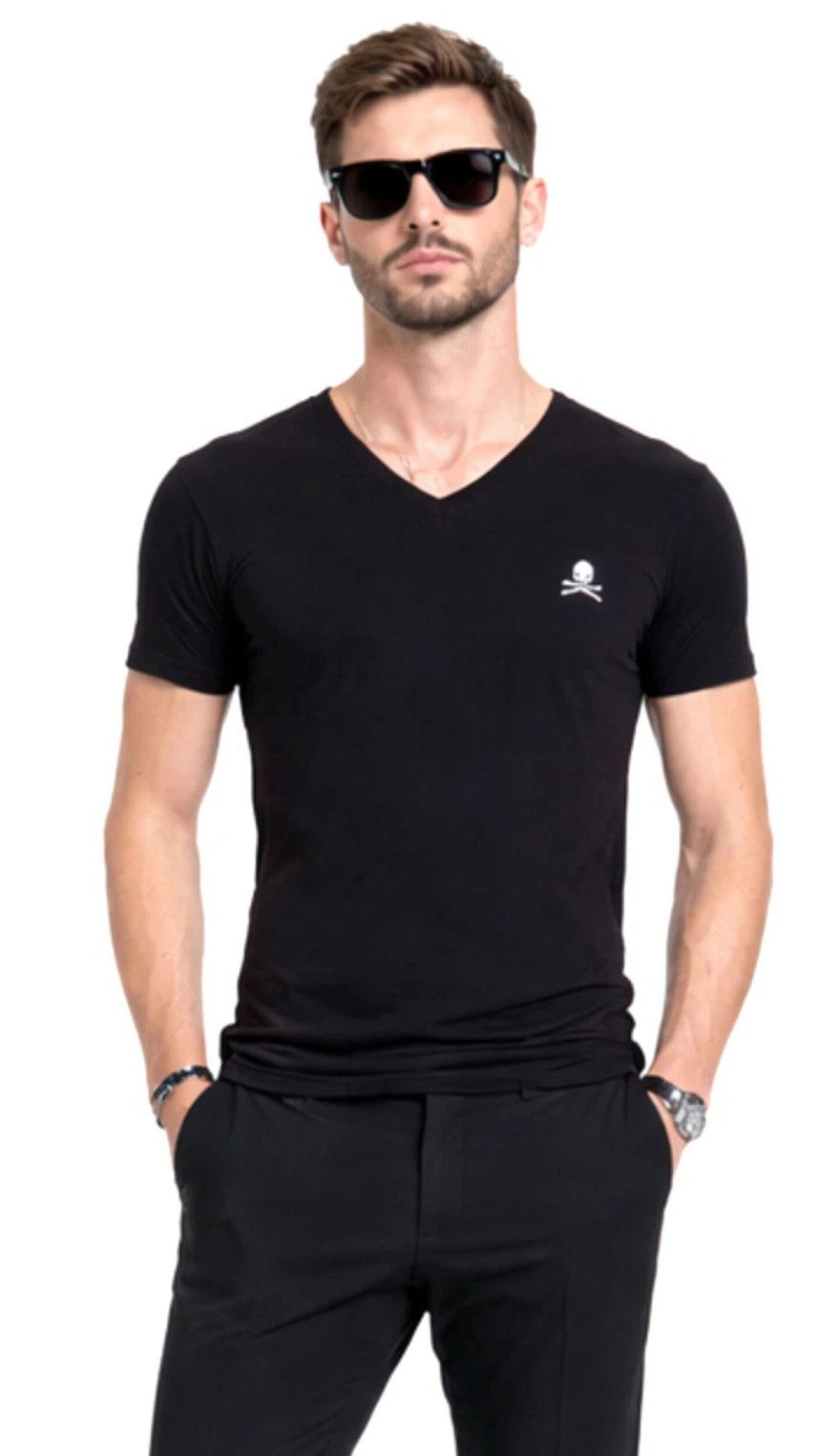Philip Plein T-Shirt Herren V-Neck Retro Slim fit in bedruckter PP Geschenkbox