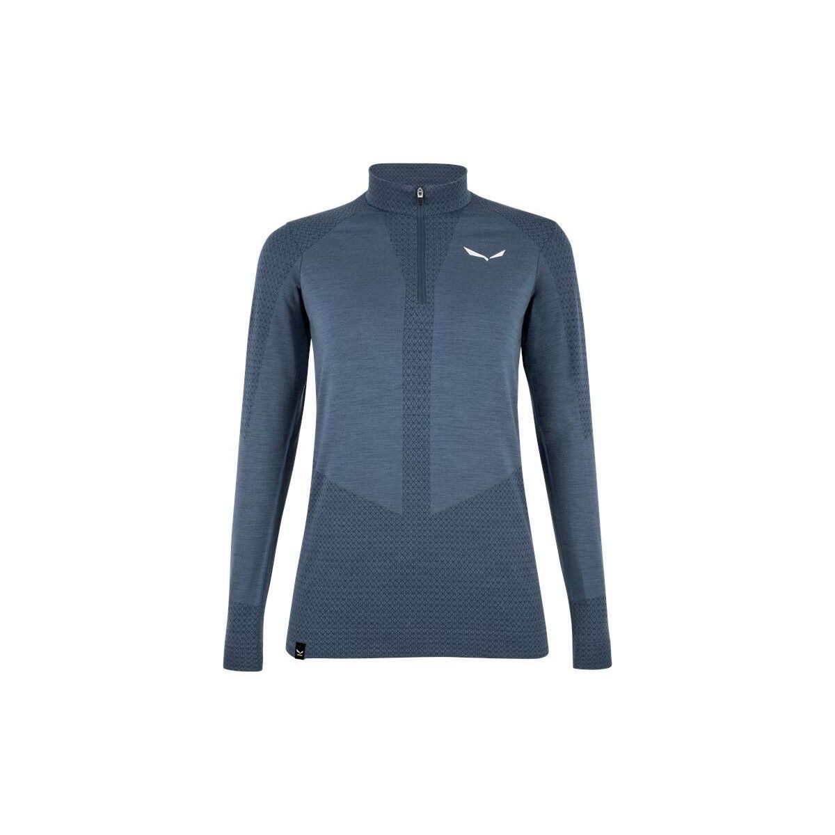 Salewa Longsleeve Zebru MED Warm AMR W 1/2Z Tee Ein thermoreaktiver Damen-Baselayer aus Merinowolle für alle alpinen