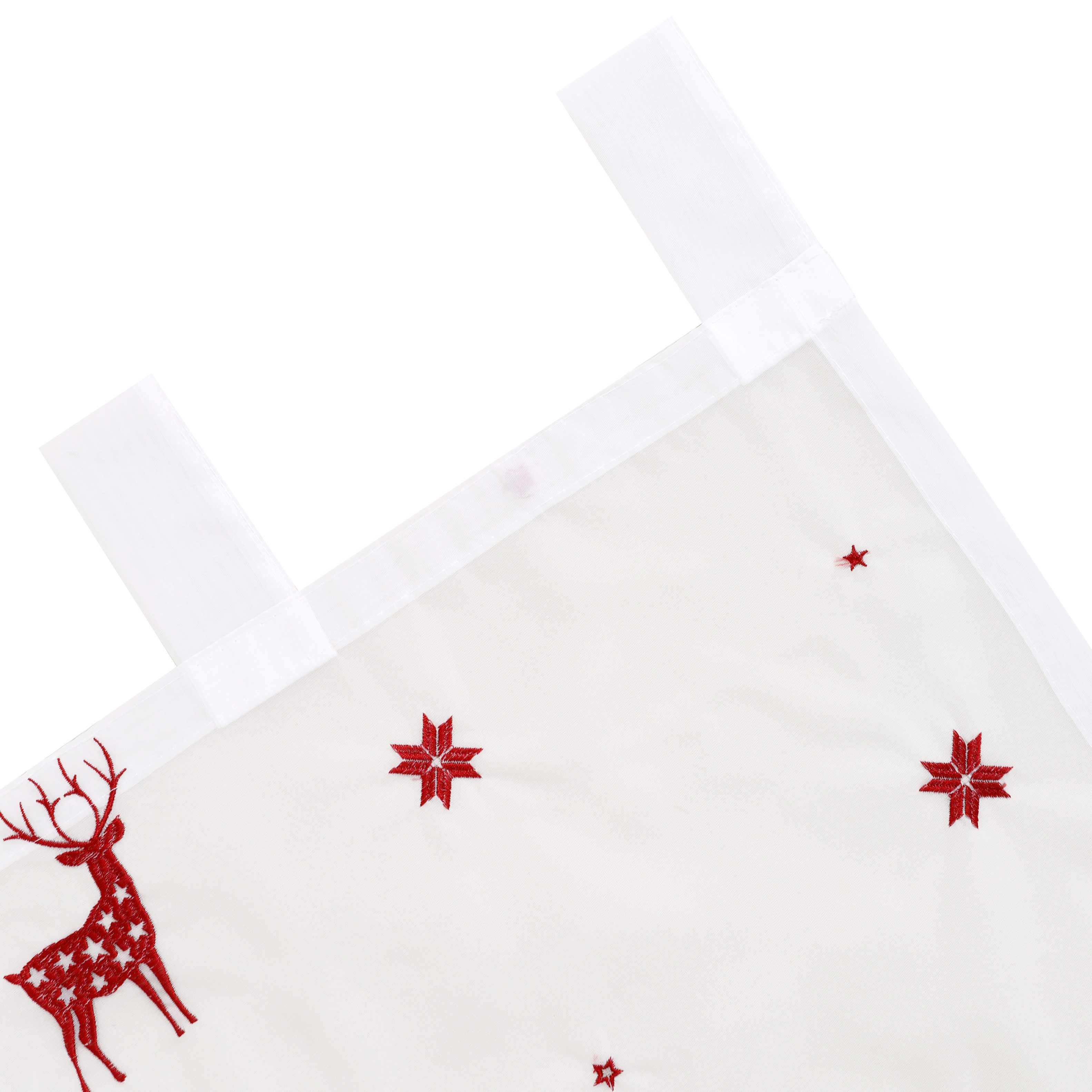 OTTO home Gardine Elch (1 St), Schlaufen, transparent, Voile, 1 Schal, Mit Rentieren, Sternen und Schneeflocken bestickt