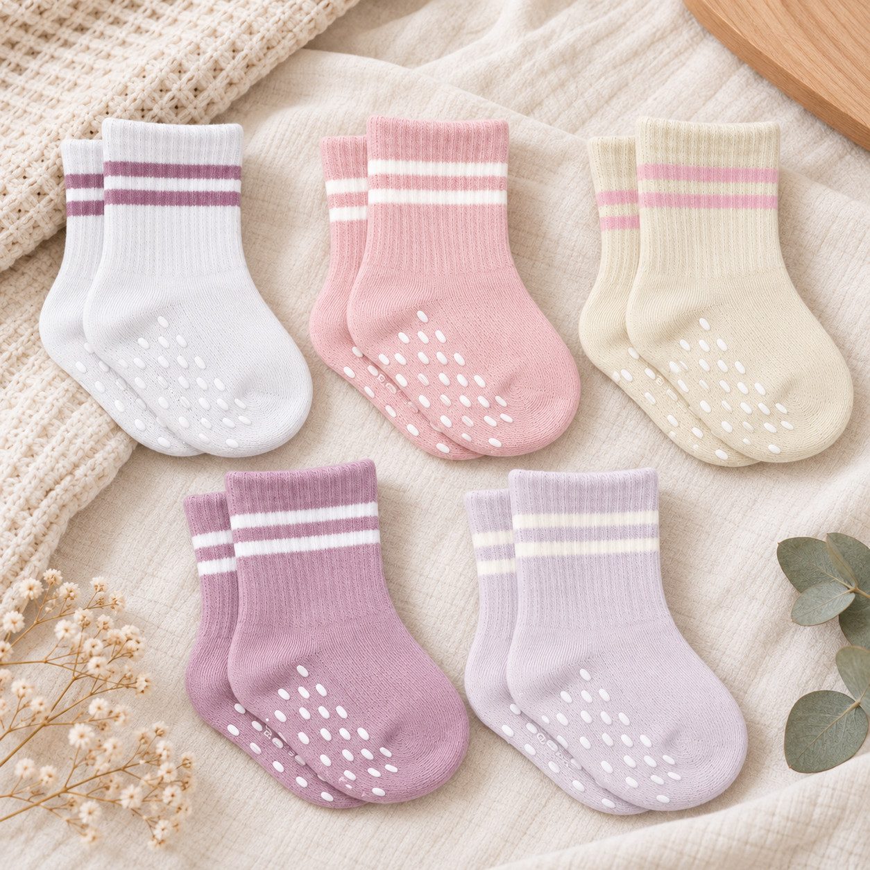 bistyle Basicsocken (5er Pack) ABS für Babys Jungen Mädchen Babysocken (Set, 5-Paar, 5er-Pack) Anti-Rutsch Bio-Baumwolle GOTS ohne drückende Naht 6 Monate - 3 J – Bild 3 von 4