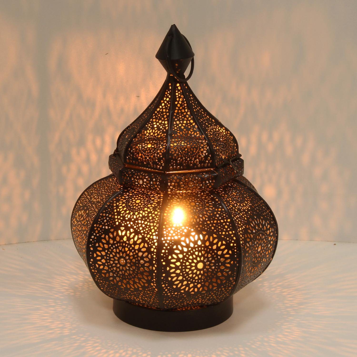 Abir Windlicht Schwarz Kerzenhalter, Weihnachten Bodenwindlicht St), Moro (1 handgefertigt oder Marokkanischer Eid Orientalische stehend, hängend Laterne Casa 30cm,