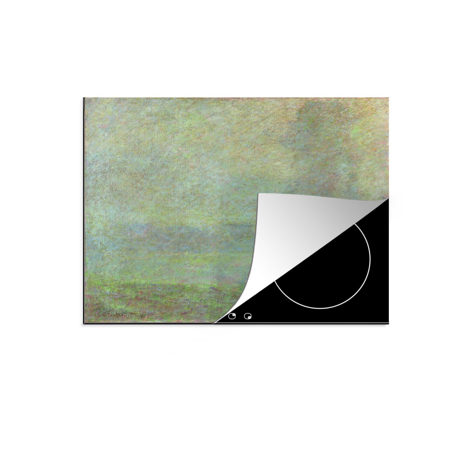 MuchoWow Herdblende-/Abdeckplatte Weg im Nebel - Gemälde von Claude Monet, Vinyl, (1 tlg), 59x52 cm, Ceranfeldabdeckung für die küche, Induktionsmatte