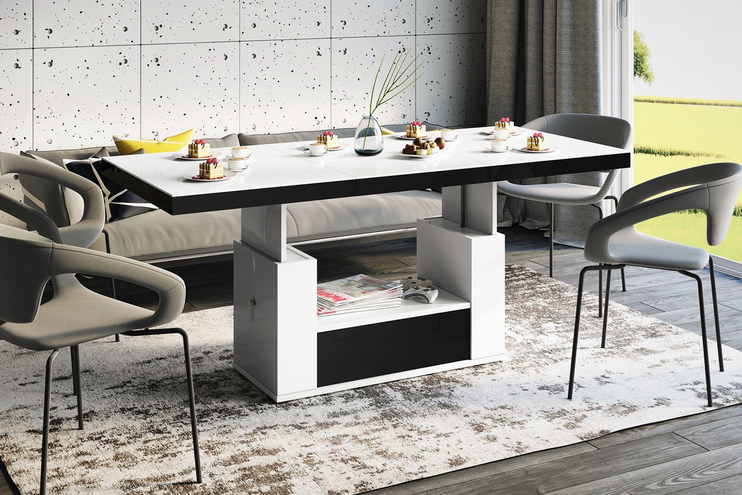 designimpex Couchtisch HM-111 Weiß / Schwarz günstig online kaufen