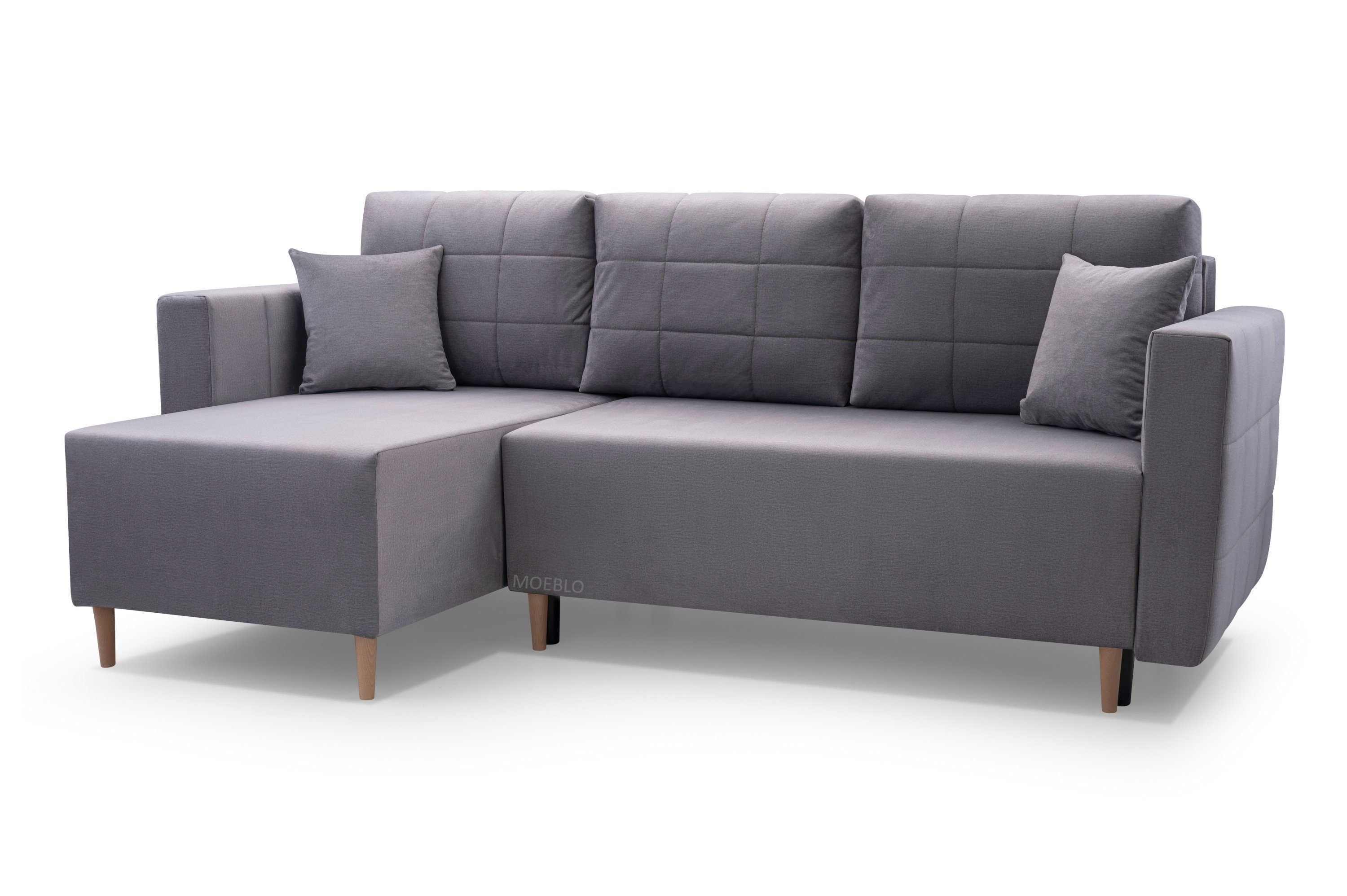 MOEBLO Ecksofa Santos, mit Schlaffunktion mit Bettkasten Eckcouch Wohnlandschaft Sofa mit Ottomane Eckgarnitur Polsterecke, (BxTxH):235x140x97cm