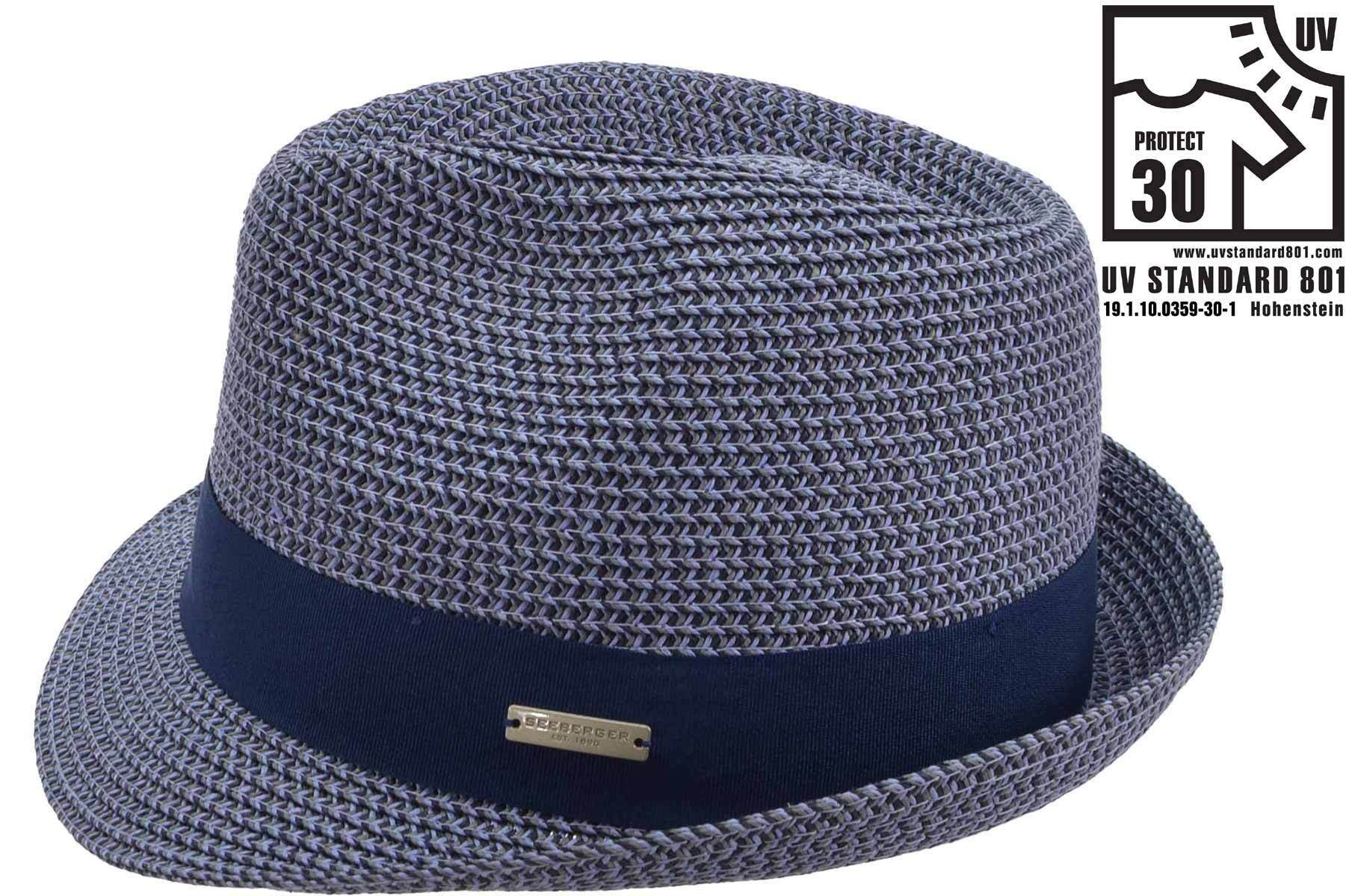 Trilby Papierstroh Mix Trilby mit Ripsband Umlage 54892-0