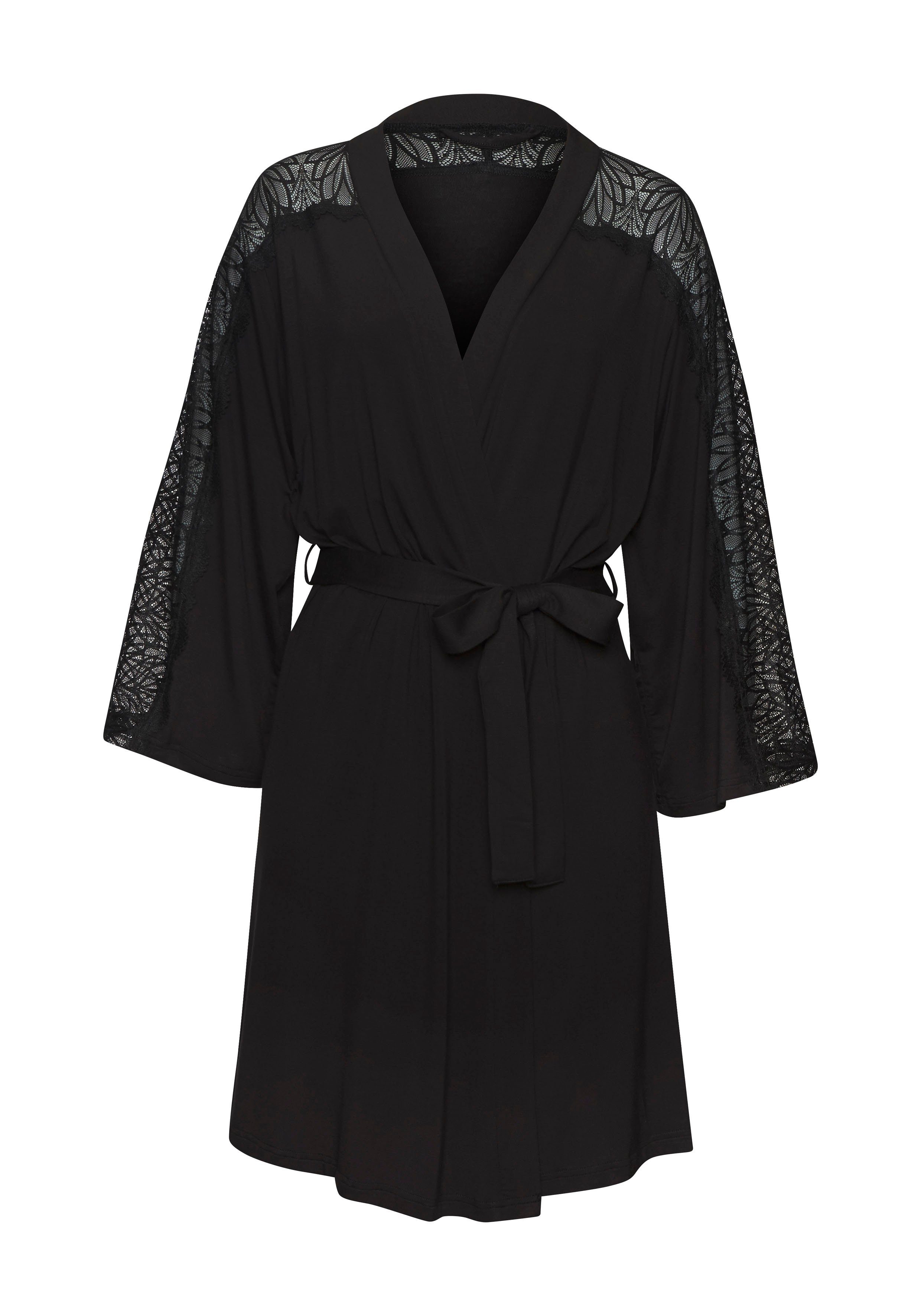 LASCANA Kimono, Kurzform, Kimono-Kragen, Gürtel, mit Spitzeneinsatz. € 49,99