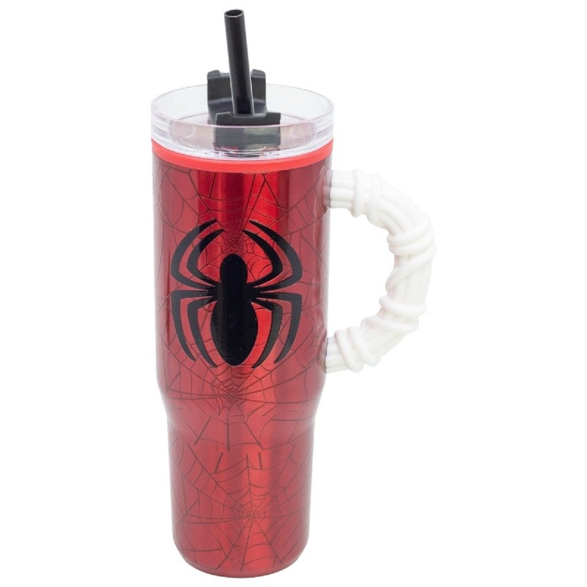 Spiderman Trinkflasche Doppelwandiger Trinkbecher 770 ml mit Griff und Strohhalm