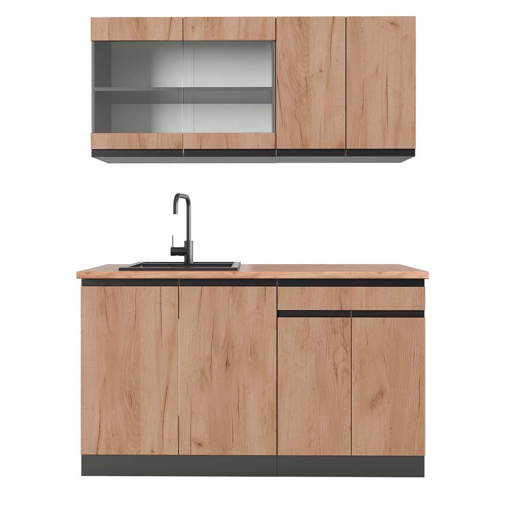 Vicco Küchenzeile R-Line, Goldkraft Eiche/Anthrazit, 140 günstig online kaufen