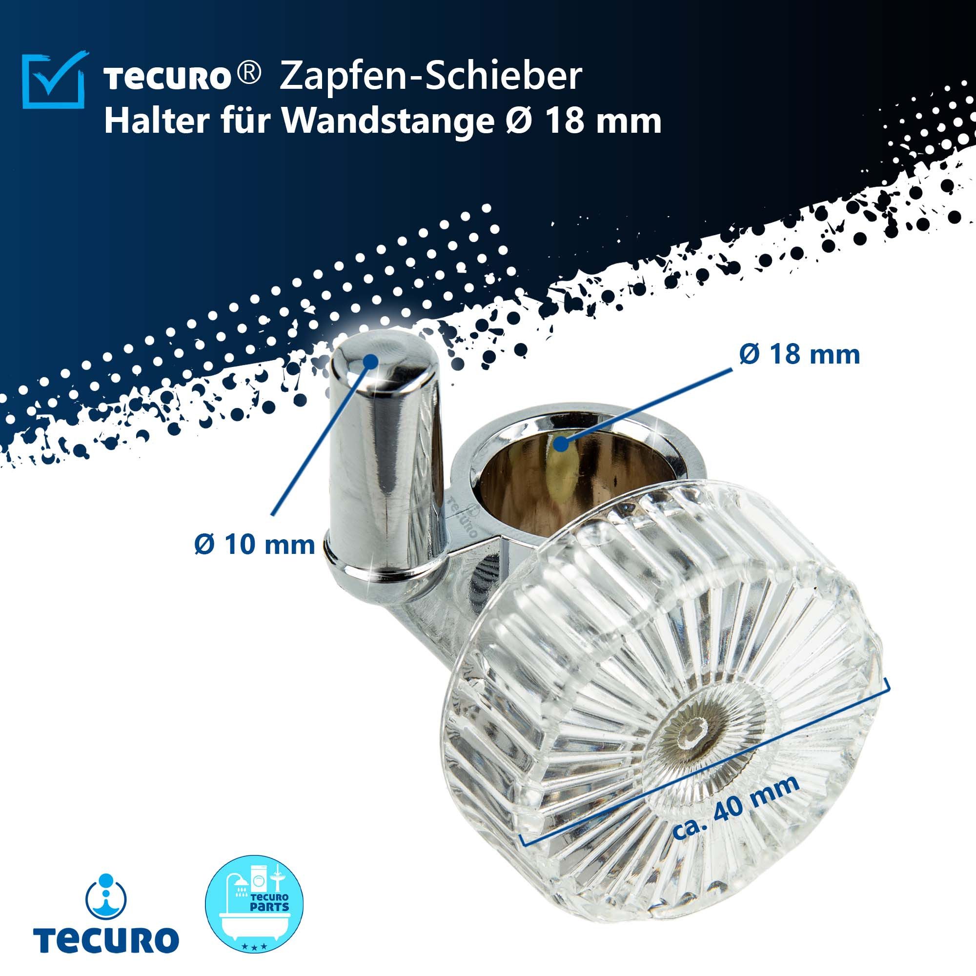 tecuro Brausehalter Zapfen-Schieber Halter für Wandstange Ø 18 mm, verchromt – Bild 4 von 4