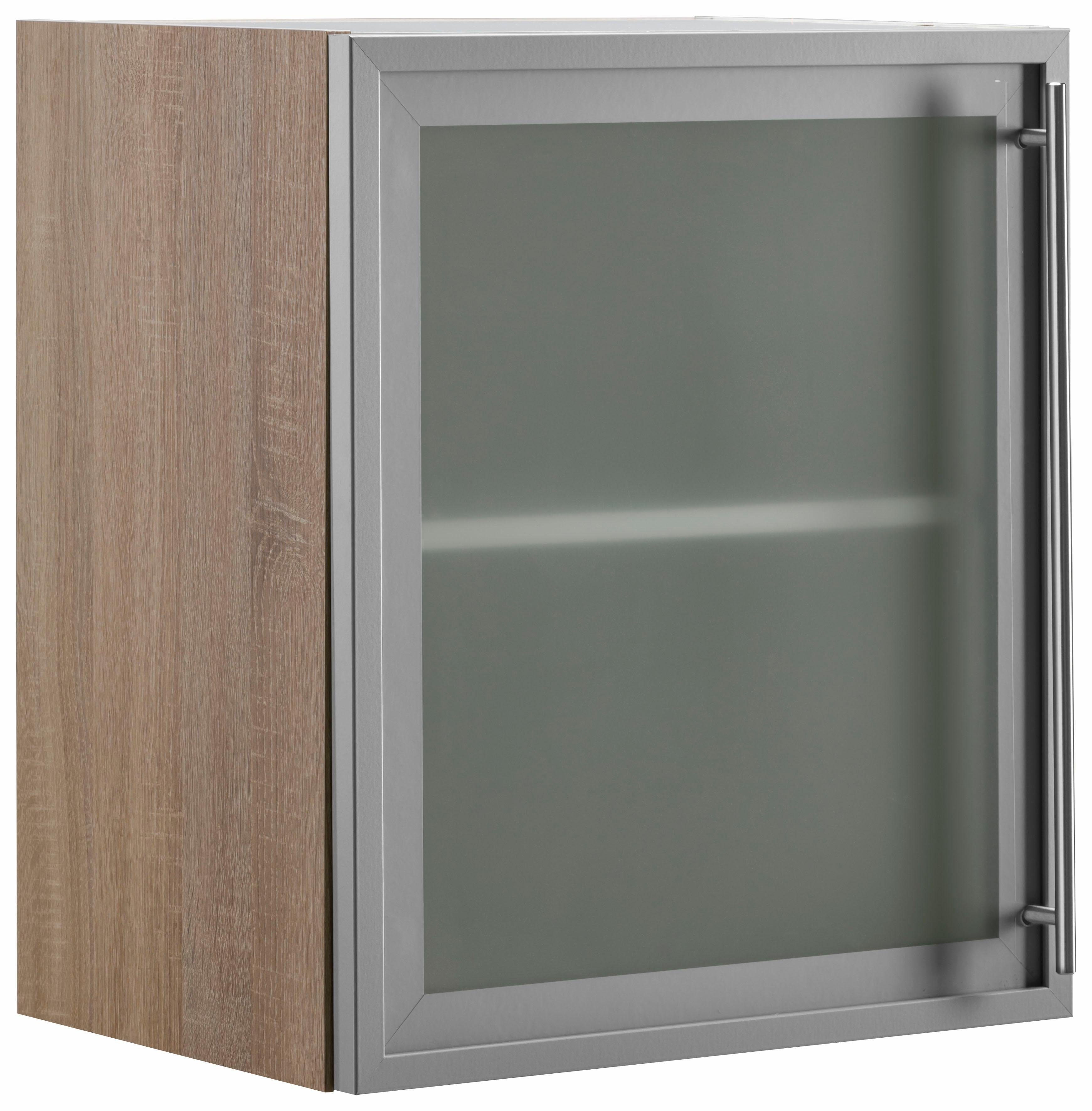 OPTIFIT Glashängeschrank mit Glasrahmentür in Alu-Optik, Breite 50 cm