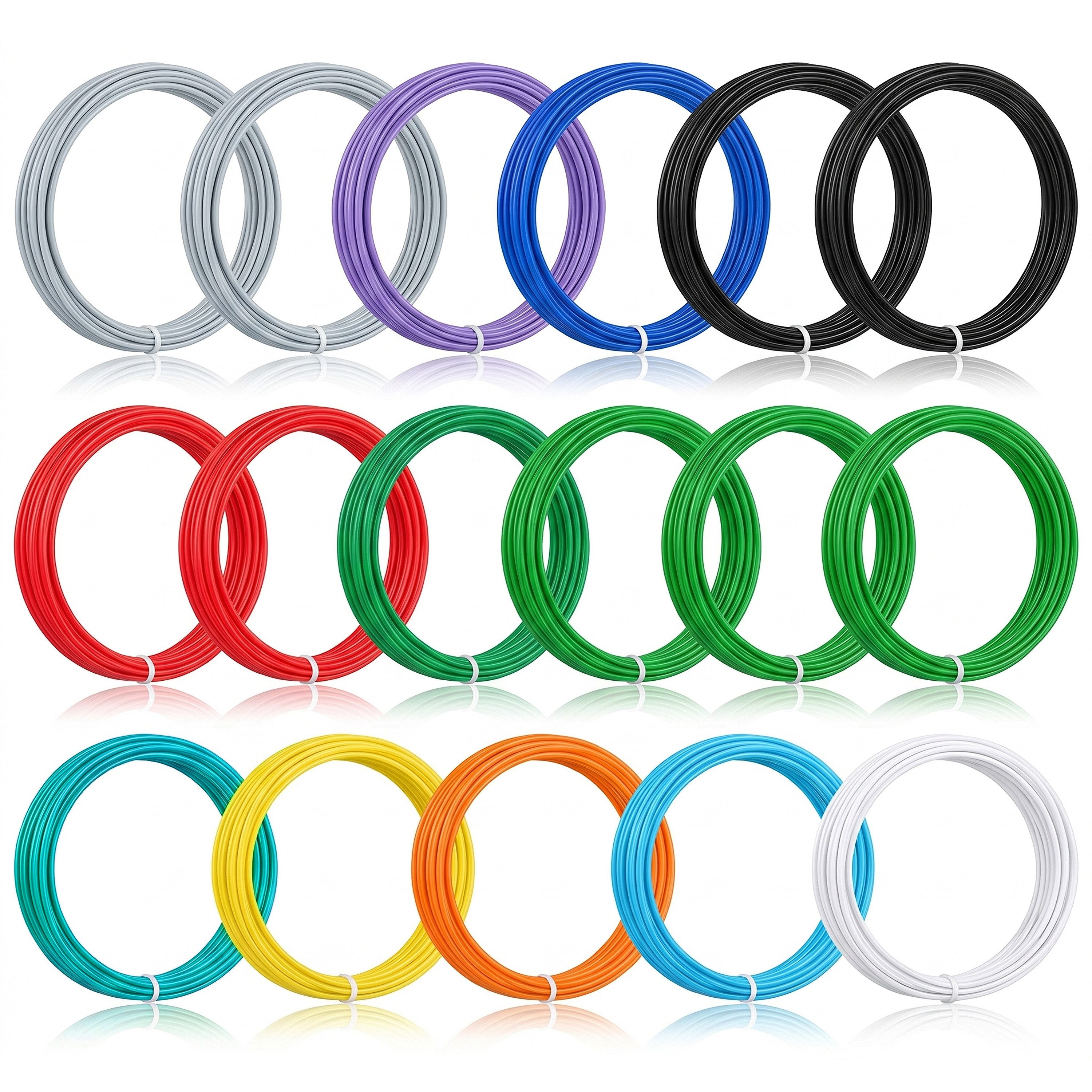 BEARWARE Filament PCL Filament Set für 3D-Stifte, 17 Rollen x 2 m, 11 Farben, 1,75 mm, Niedertemperatur-Filament Verarbeitung bei ca. 60 °C, ideal für Kinder