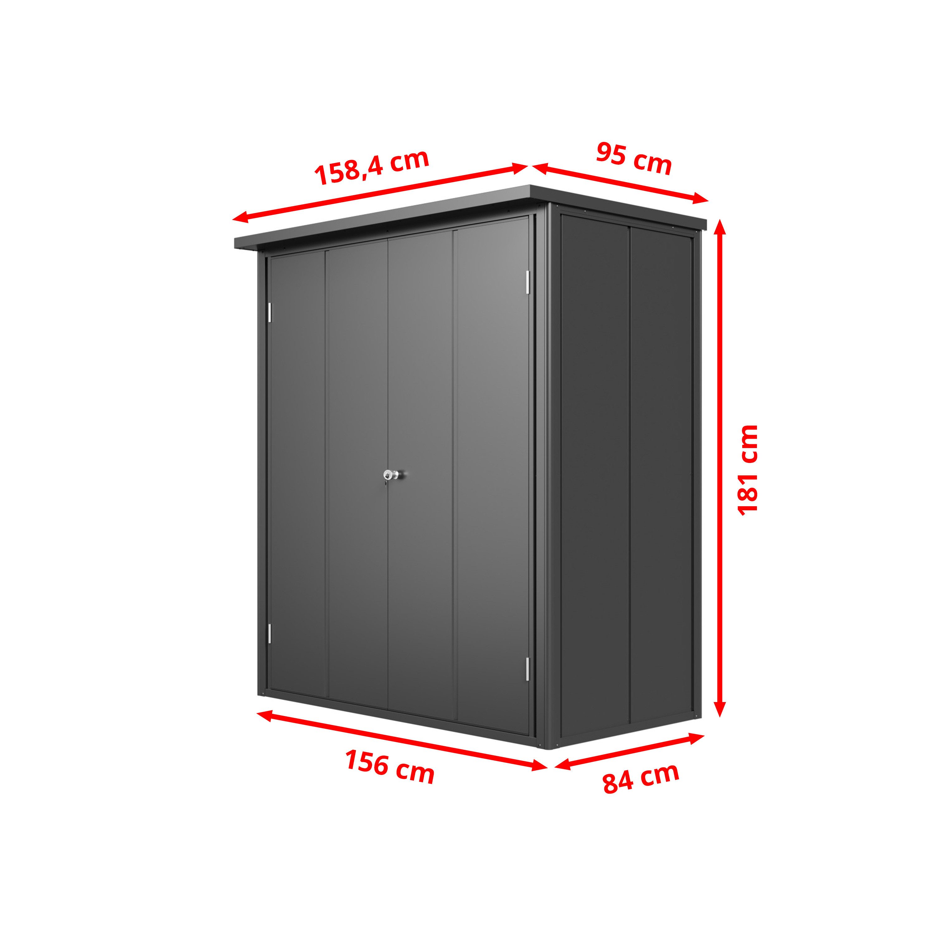 GFP Garten-Geräteschrank Gartenschrank Gerätehaus Geräteschuppen Franz Anthrazit, BxT: 156x181 cm, BxTxH 156x84x181 cm