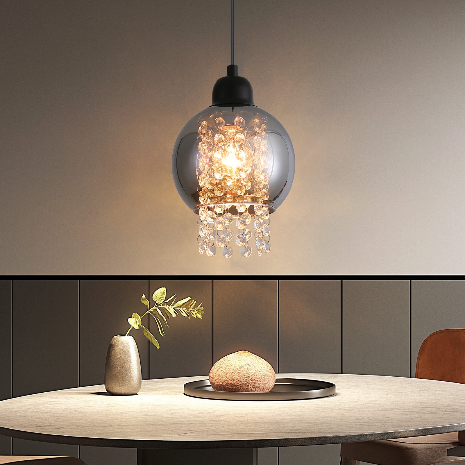 Nettlife Pendelleuchte Esstisch Schwarz Kristall Glas günstig online kaufen