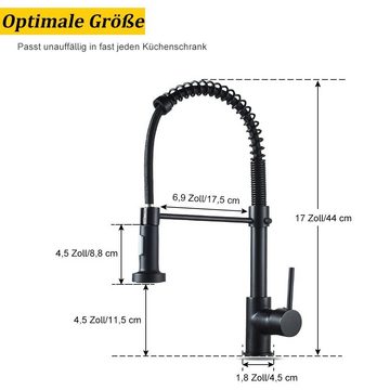 MDHAND Küchenarmatur 360° schwenkbar Spültischarmatur mit Brause (1-St) Schwarz