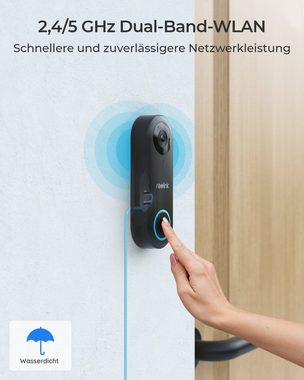 Reolink Video Doorbell Kamera WLAN-Version 5MP Smart Home Türklingel (Außenbereich, 2,4/5 GHz WiFi, Personenerkennung, Arbeitet mit Reolink NVRs)