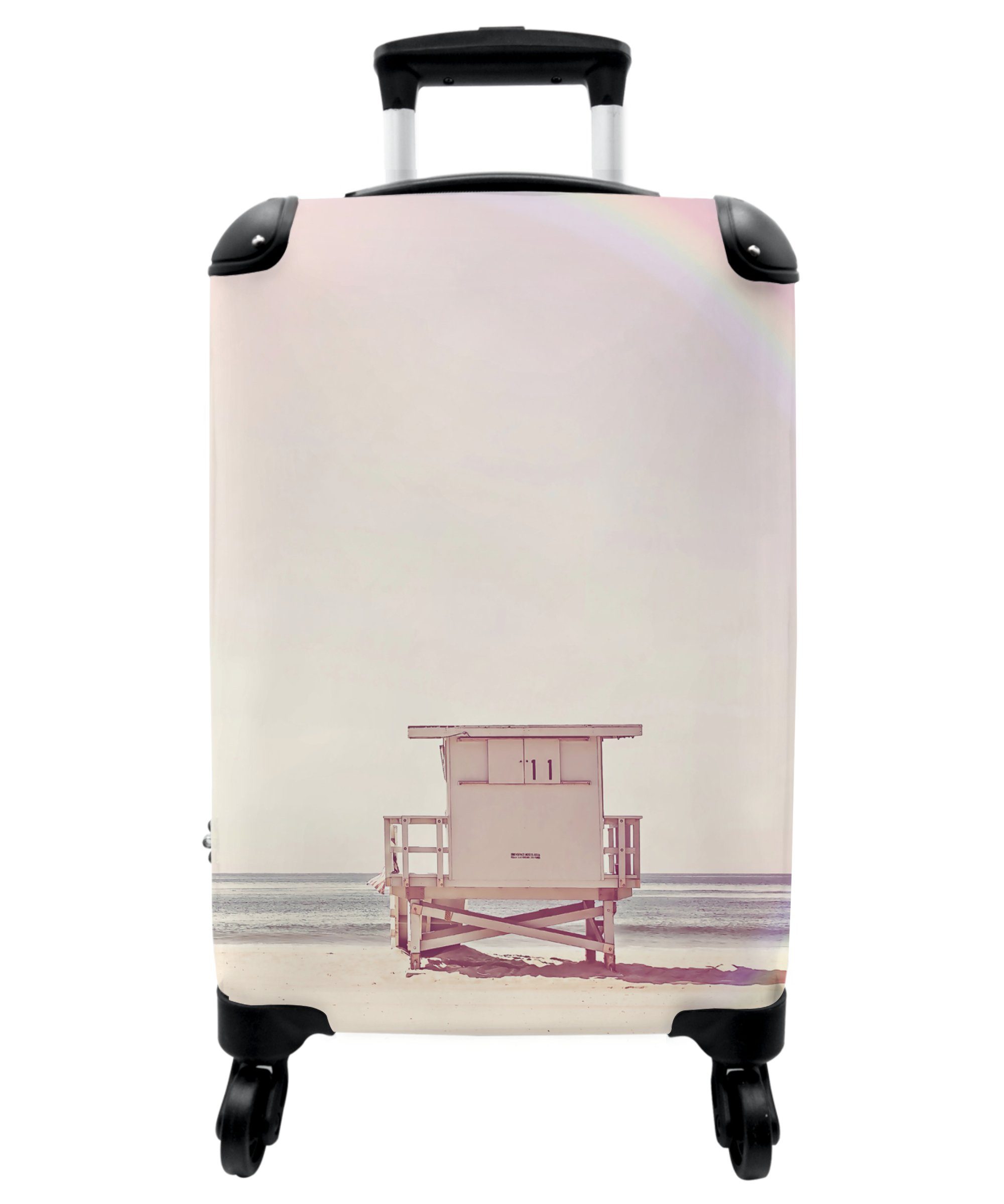 NoBoringSuitcases.com© Handgepäckkoffer 55x35x20cm Strand - Hütte - Sonne - Meer - Sommer, 4 Rollen, Handgepäck Trolley Rollkoffer Kleine Reisekoffer mit 4 Rollen - Cabin