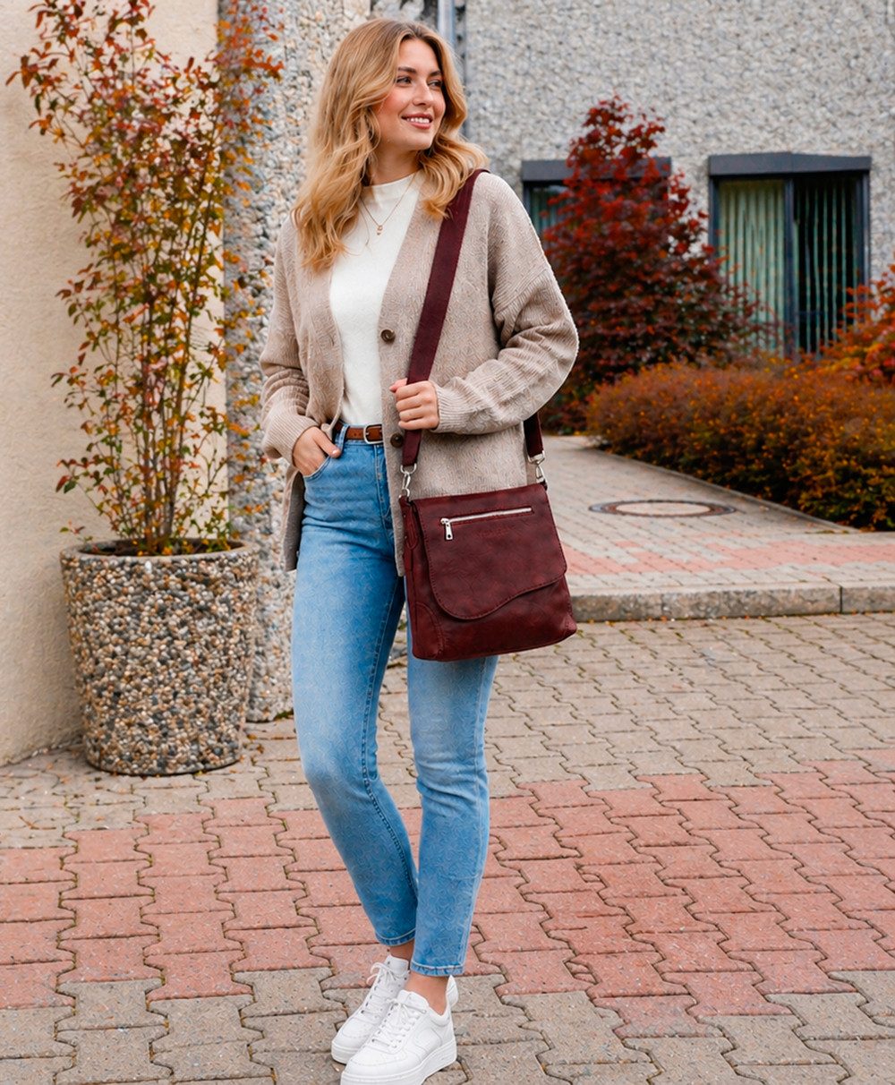 J JONES JENNIFER JONES Schultertasche Praktische Damen Umhängetasche mit vielen Fächern – ideal für Alltag, Hauptfach + Innen- & Außenfächer