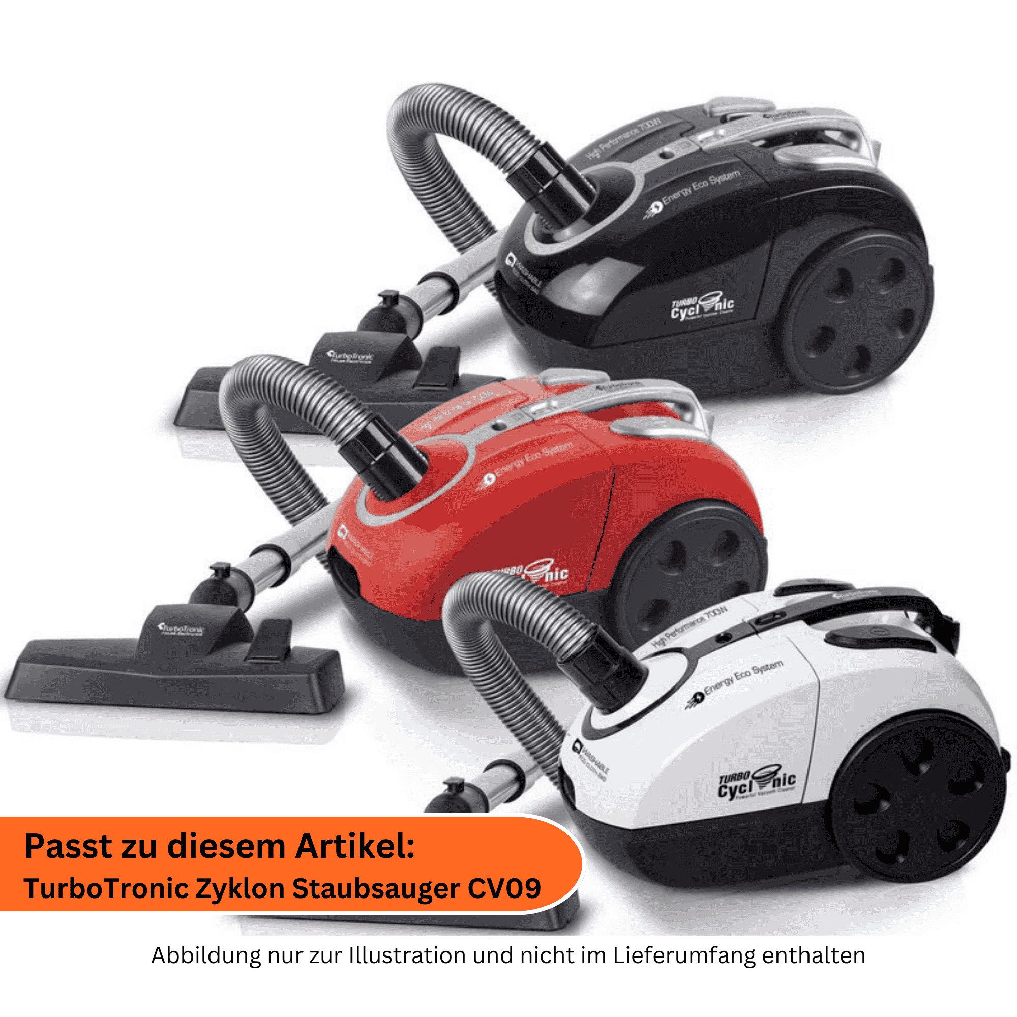TurboTronic by Z-Line Staubsaugerbeutel Ersatz Dauerbeutel Turbo Tronic CV09, 2L Fassungsvermögen, waschbar