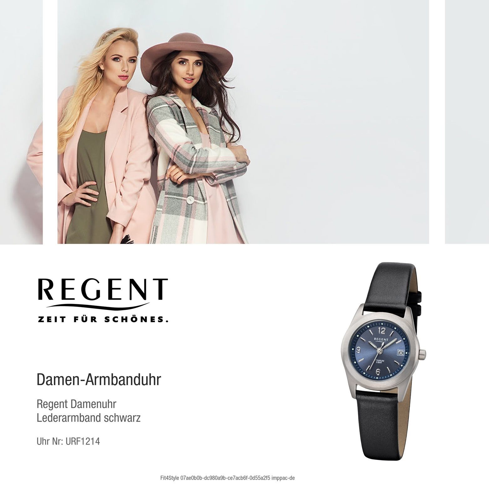 Lederarmband klein Quarz, Regent F-1214 Leder Damen Damen Regent Armbanduhr (ca. rund, 27mm), Quarzuhr Uhr
