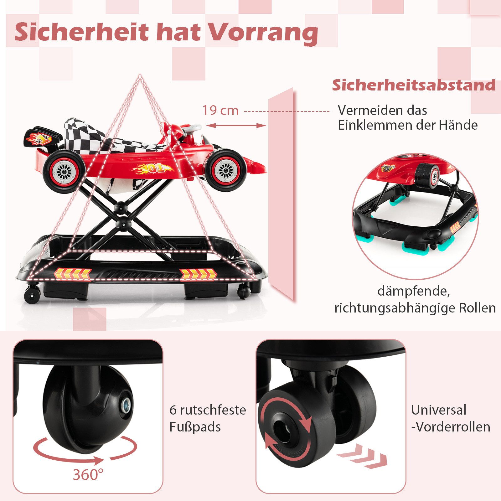 COSTWAY Lauflernwagen, 4 in 1 Baby Lauflernhilfe höhenverstellbar