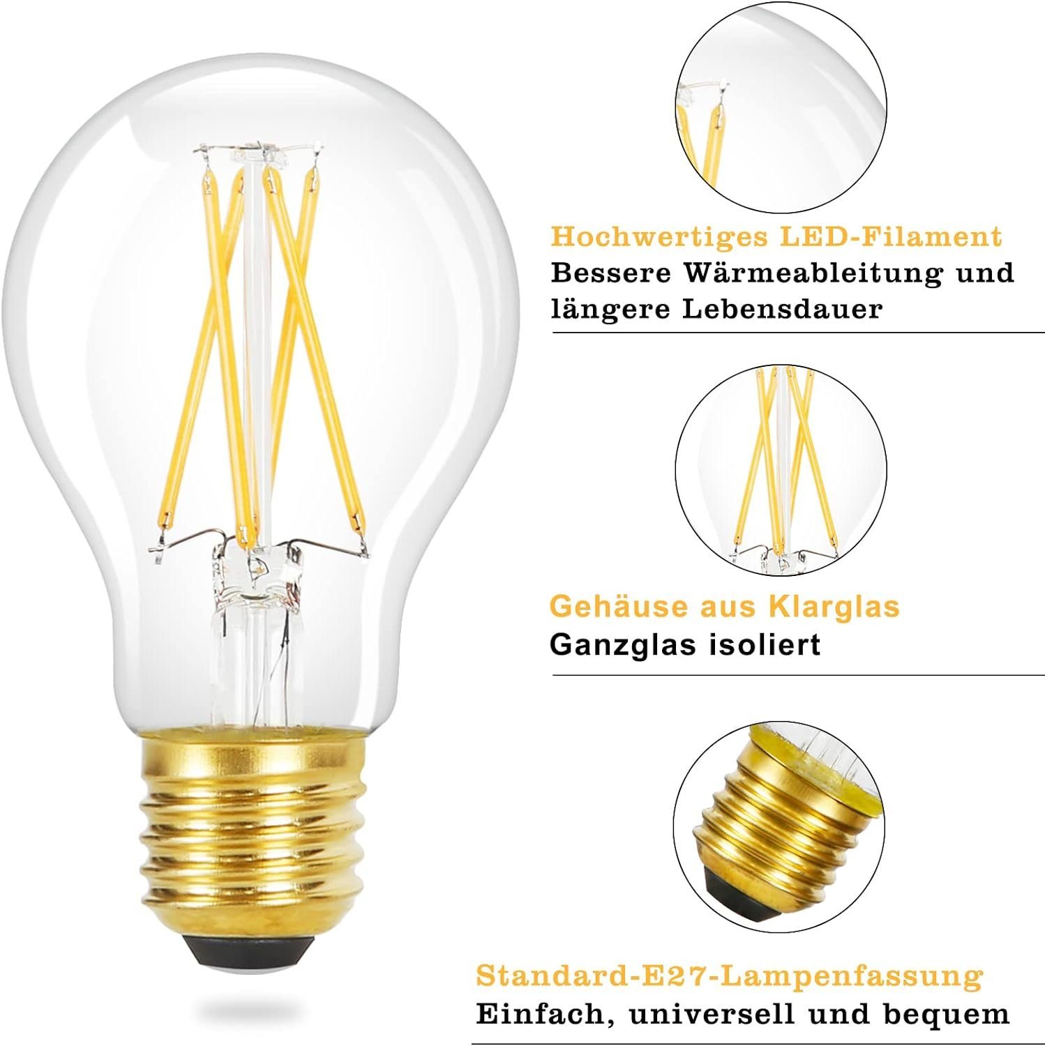 Nettlife LED-Leuchtmittel E27 Vintage A60 Glühbirne 4W 2700K Edison Energiesparlampe, E27, 6 St., Warmweiß, für Haus Hotel Bar Café – Bild 3 von 5
