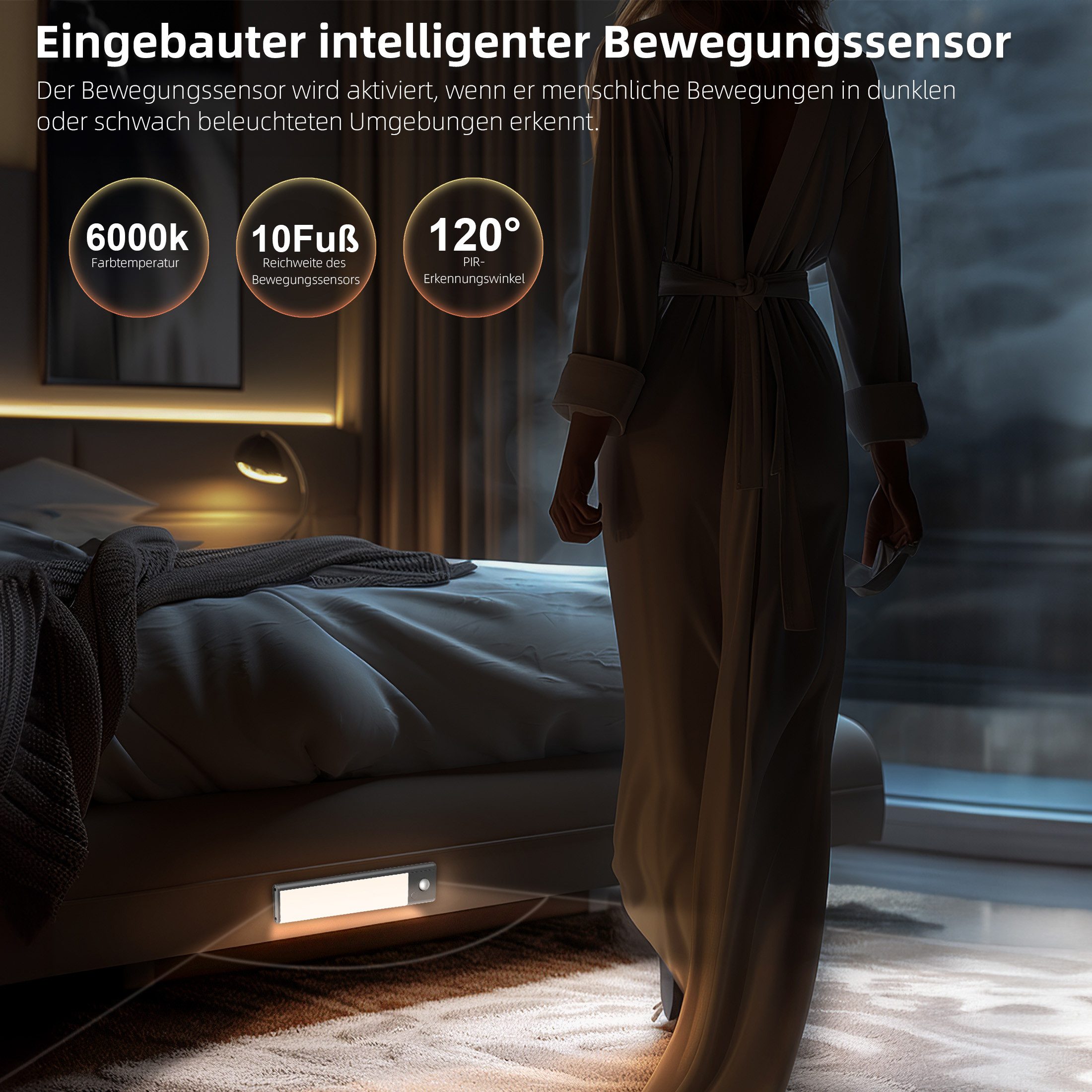 ANYSUN LED Lichtleiste ohne Kabel, RGB Küchenschrank mit Bewegungsmelder und Lichtsensor, 40 cm, 1500 mAh Akku, LED fest integriert, Farbwechsler, Kaltweiß, Aufladbar Schranklichter Stimmungslicht für Schlafzimmer Spielzimmer