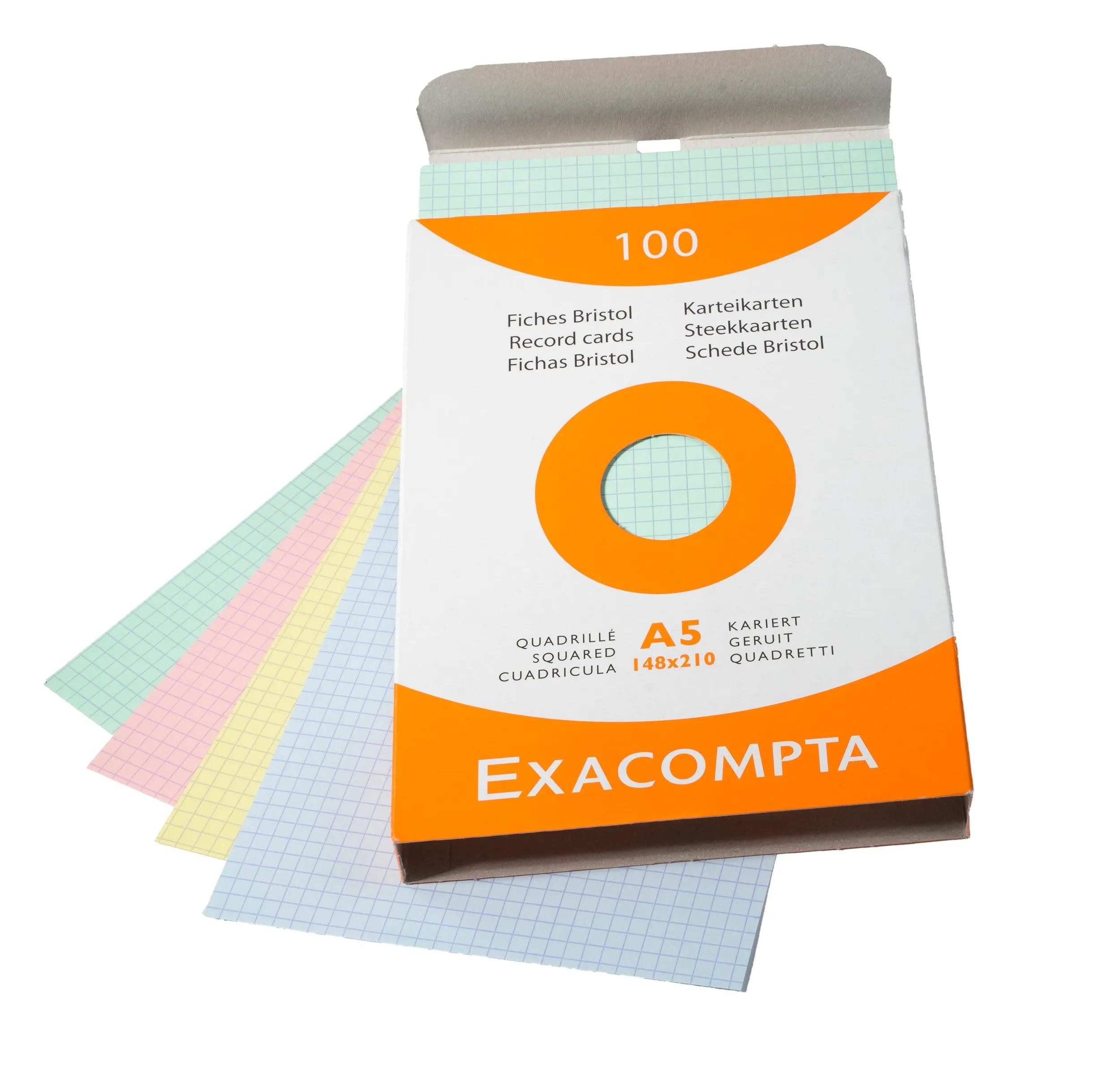 EXACOMPTA Karteikarten 10x Karteikarten A5 kariert Faltschachtel + 100 Stück sortiert 13378E, Karteikarten