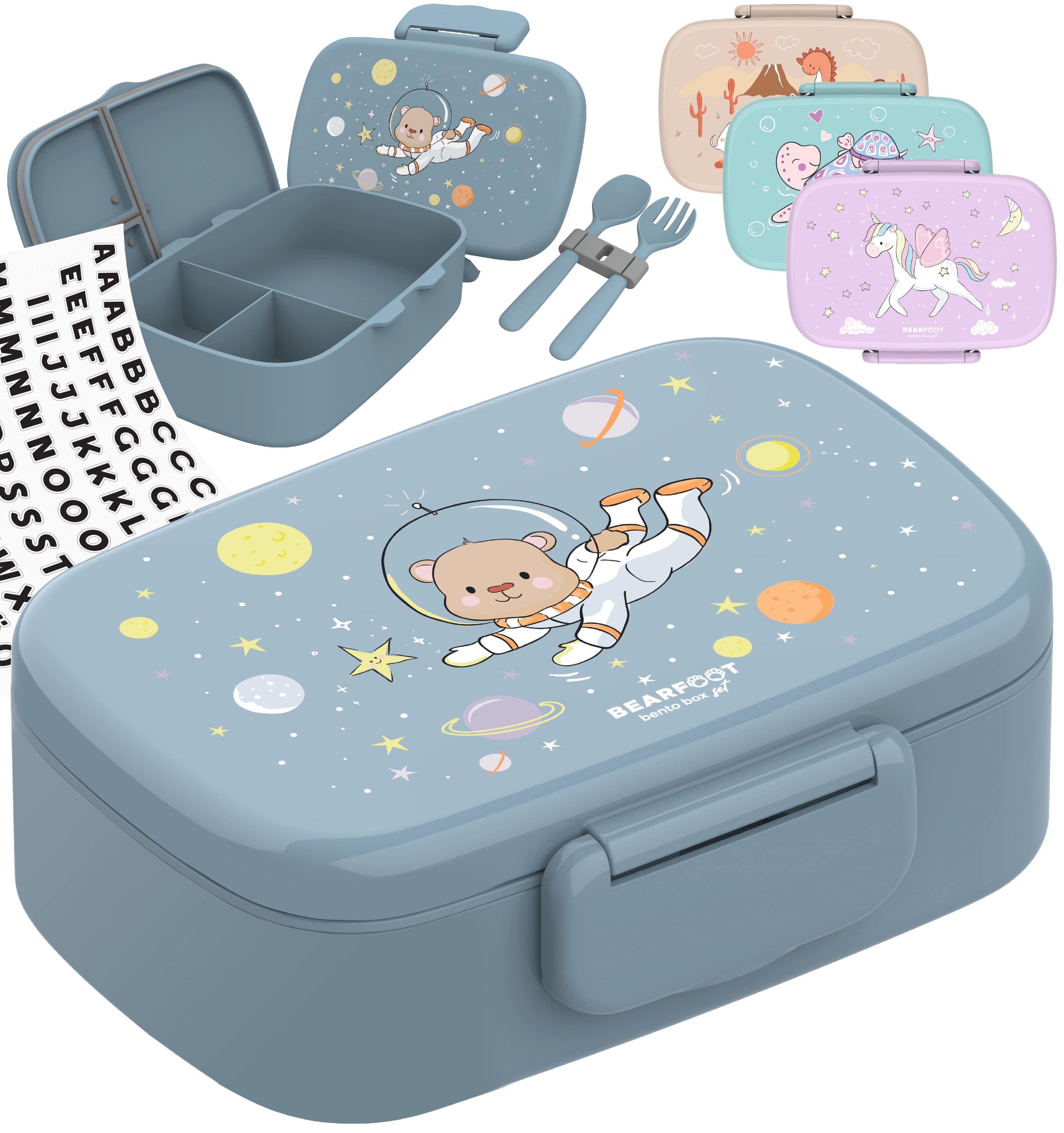 BEARFOOT Lunchbox Brotdose Kinder mit Fächern, leicht & auslaufsicher - Bär, Kindergarten und Schule