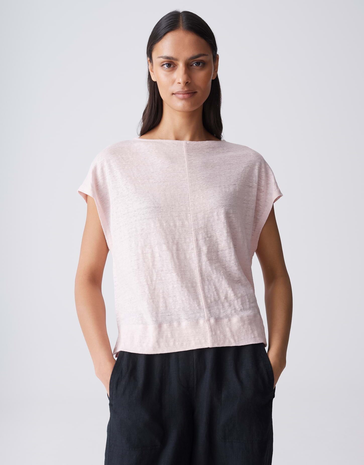 OPUS Kurzarmshirt Sutol aus Jersey mit Leinenstruktur Seitenschlitze sorgen für angenehme Bewegungsfreiheit