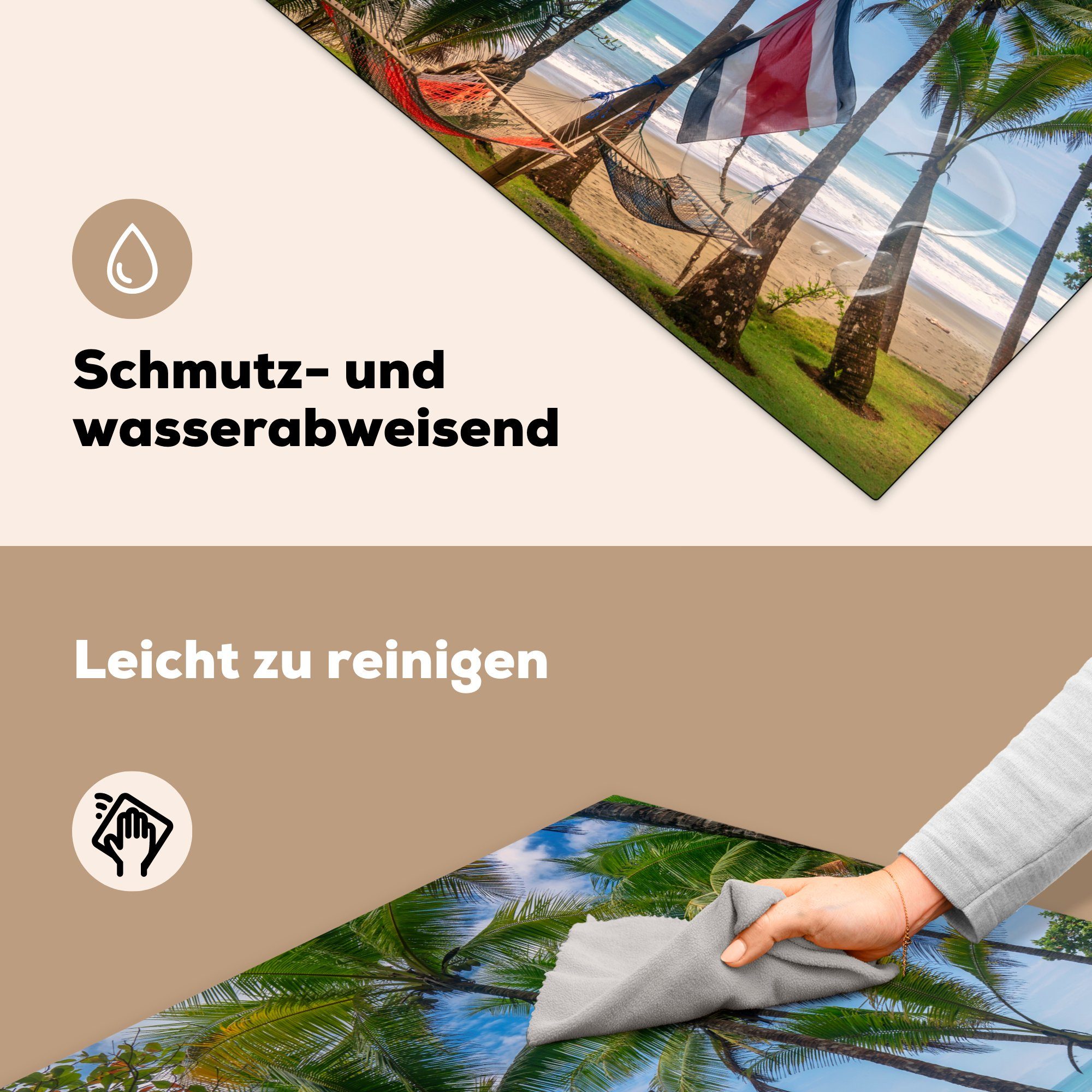 Costa zwischen von 78x78 küche cm, Bäumen Corcovado-Nationalparks, für den Rica (1 Flagge des MuchoWow Arbeitsplatte Herdblende-/Abdeckplatte tlg), Vinyl, Ceranfeldabdeckung,