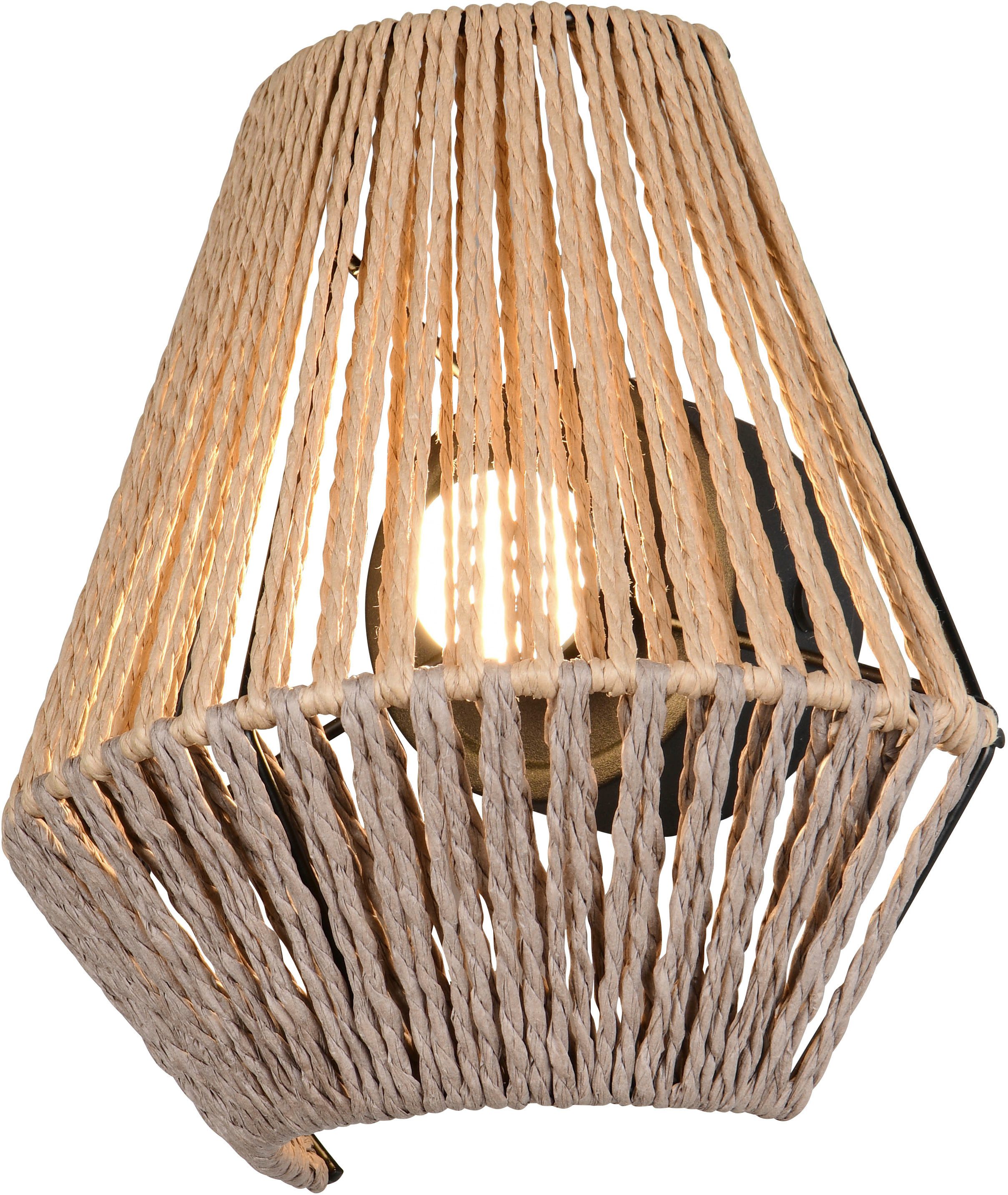 Reality Leuchten LED Wandleuchte LIRA, Akku Wandlampe, USB Ladeanschluss, 1,5W 140 Lumen 3000K warmweiß, Dimmfunktion, USB-Ladefunktion, mehrere Helligkeitsstufen, LED fest integriert, Warmweiß, Lampenschirm aus Papiergarn, Touchdimmer, max 8h Akkulaufzeit