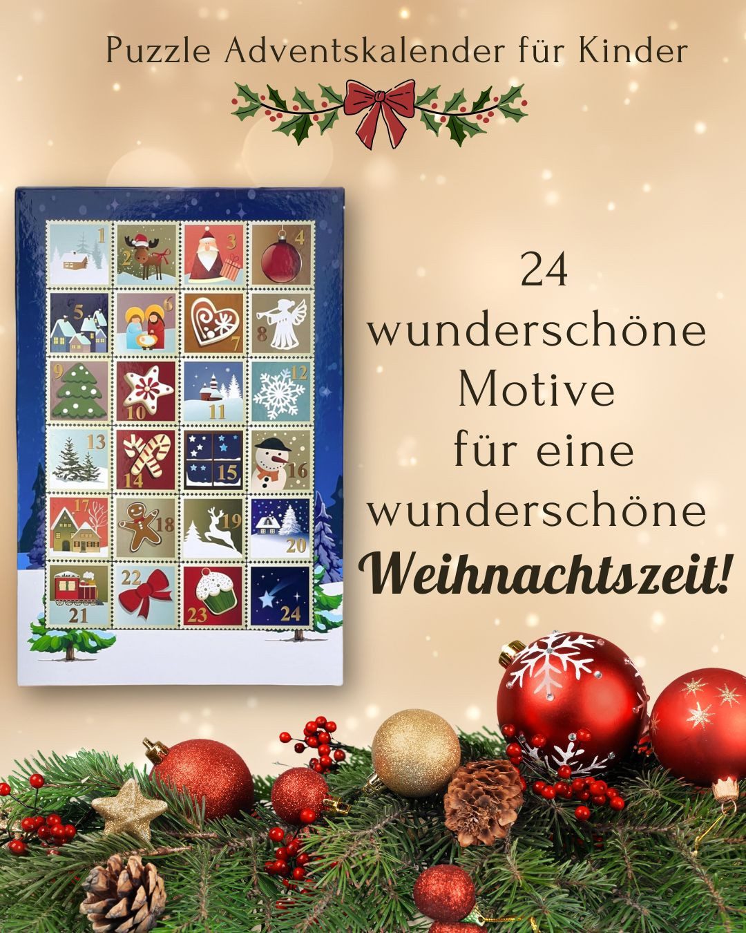 Close Up Dekoobjekt Adventskalender mit 24 Puzzles (je 25 Puzzleteile, 20 x