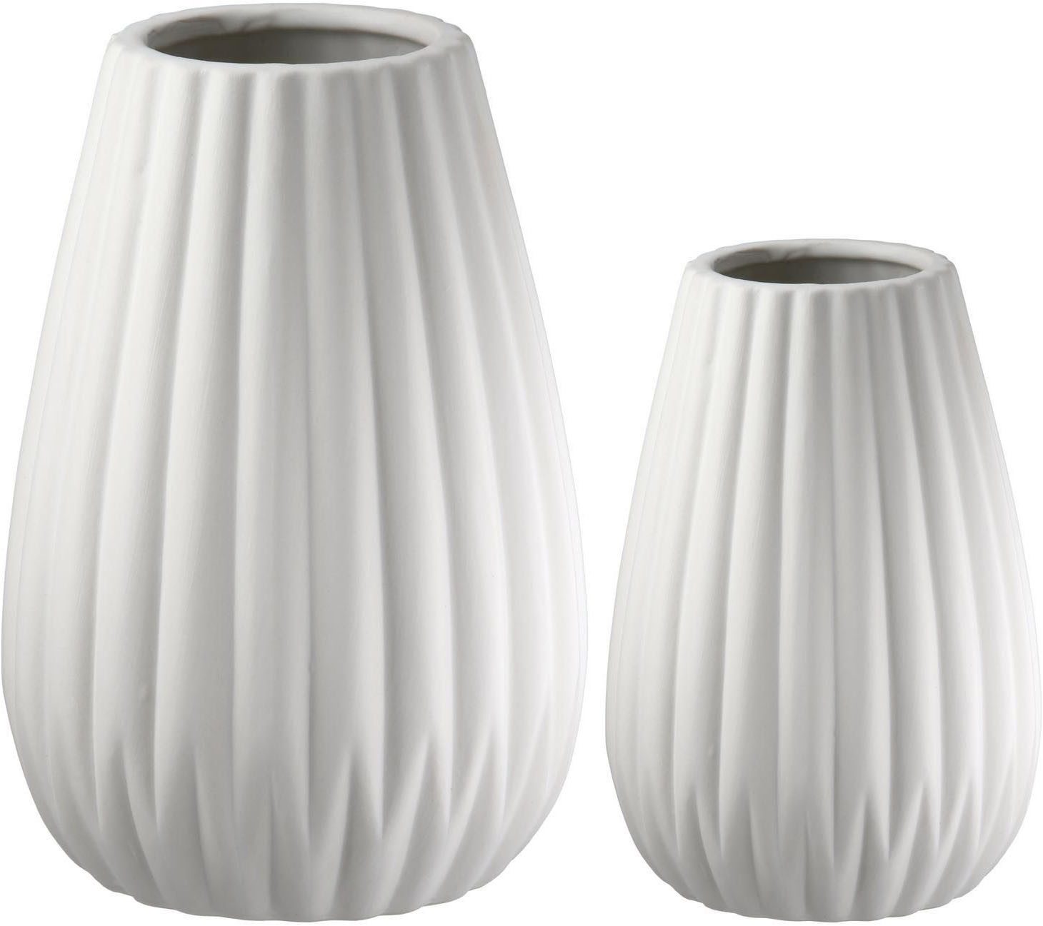 Casablanca by Gilde Tischvase 2tlg. Set Vase Piega weiß H.17 cm (1 St), 2-teiliges Set aus Porzellan, weiß