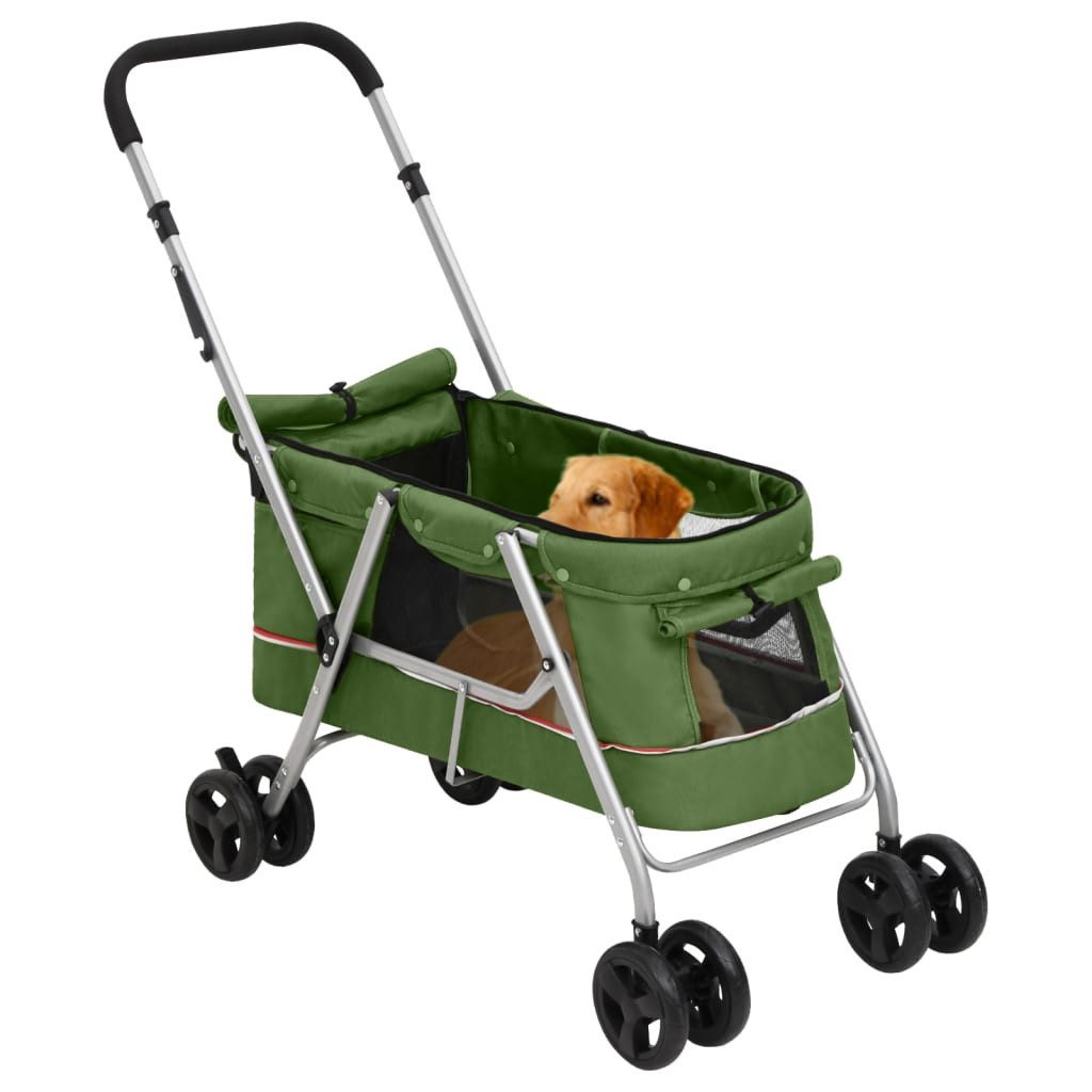 vidaXL Hundebuggy Hundewagen Faltbar Grün 100x49x96 cm Leinenstoff