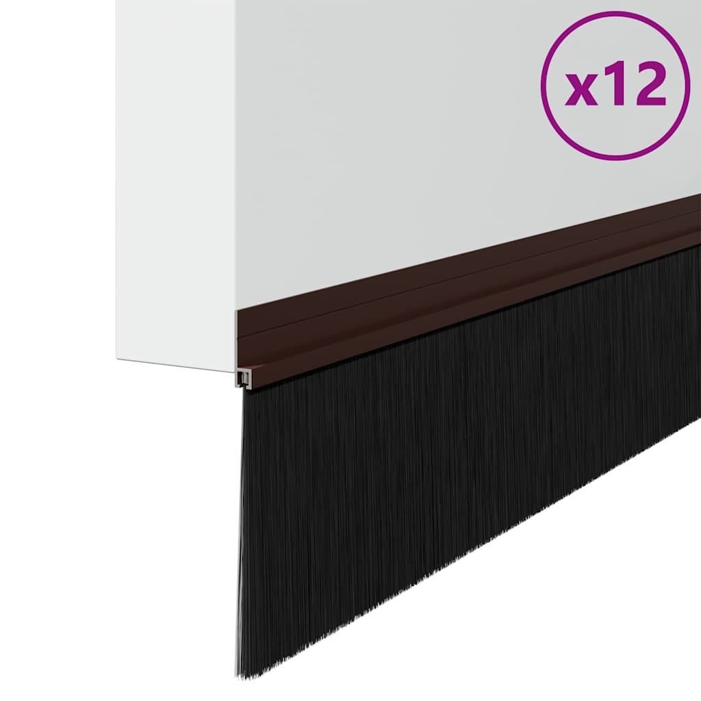 vidaXL Türbodendichtung 100 cm Selbstklebende Türbürstendichtungen 12 pcs Braun 100 cm